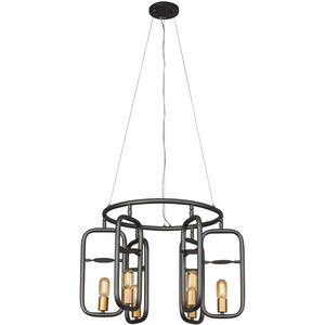 Loophole 6 Light 26 inch Rustic Bronze and Gold Pendant Ceiling Light