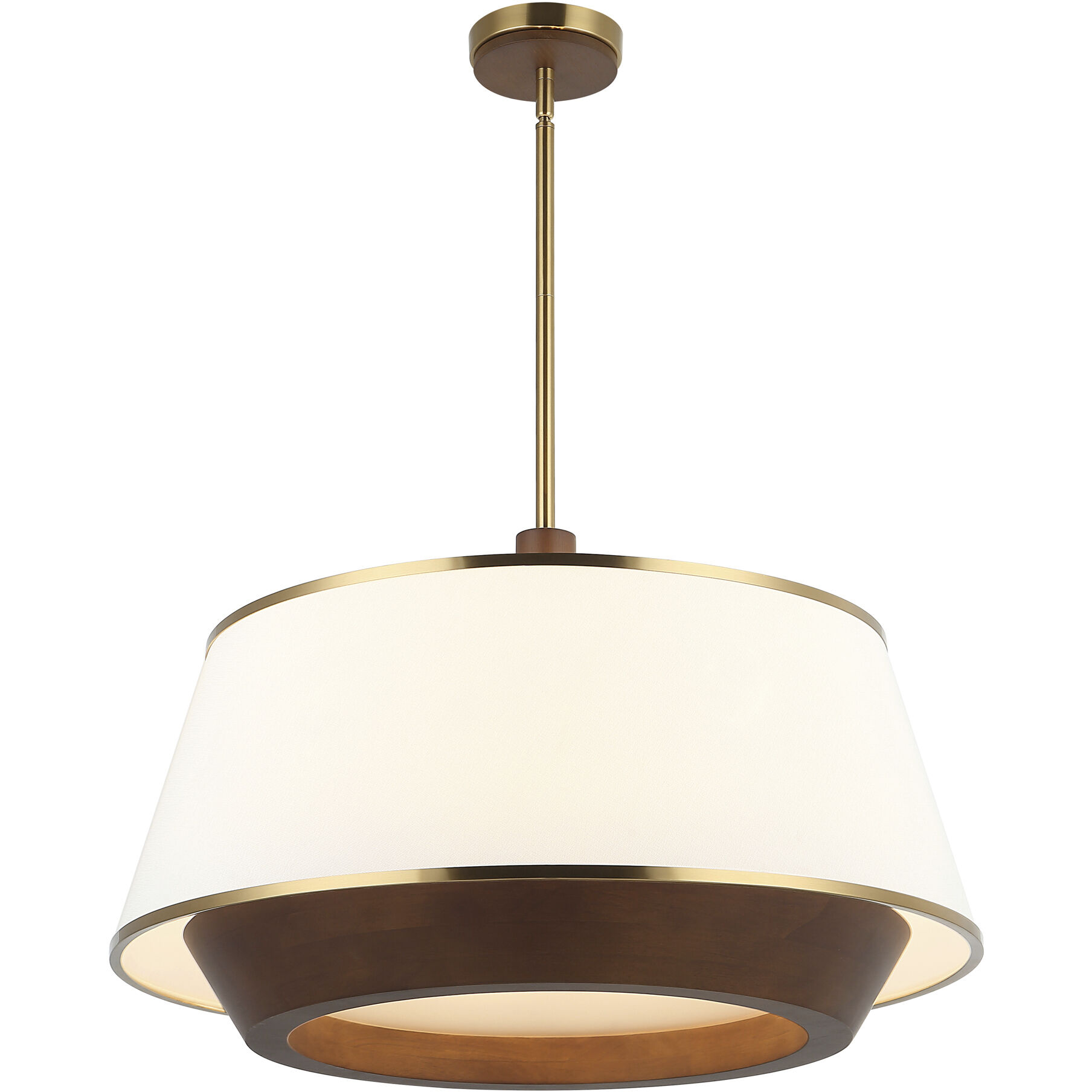 Desert Flyer 6 Light 26 inch Satin Brass with Medium Walnut Pendant Ceiling Light