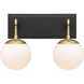 Allie 2 Light 16.25 inch Black/Satin Brass Bath Vanity Light Wall Light