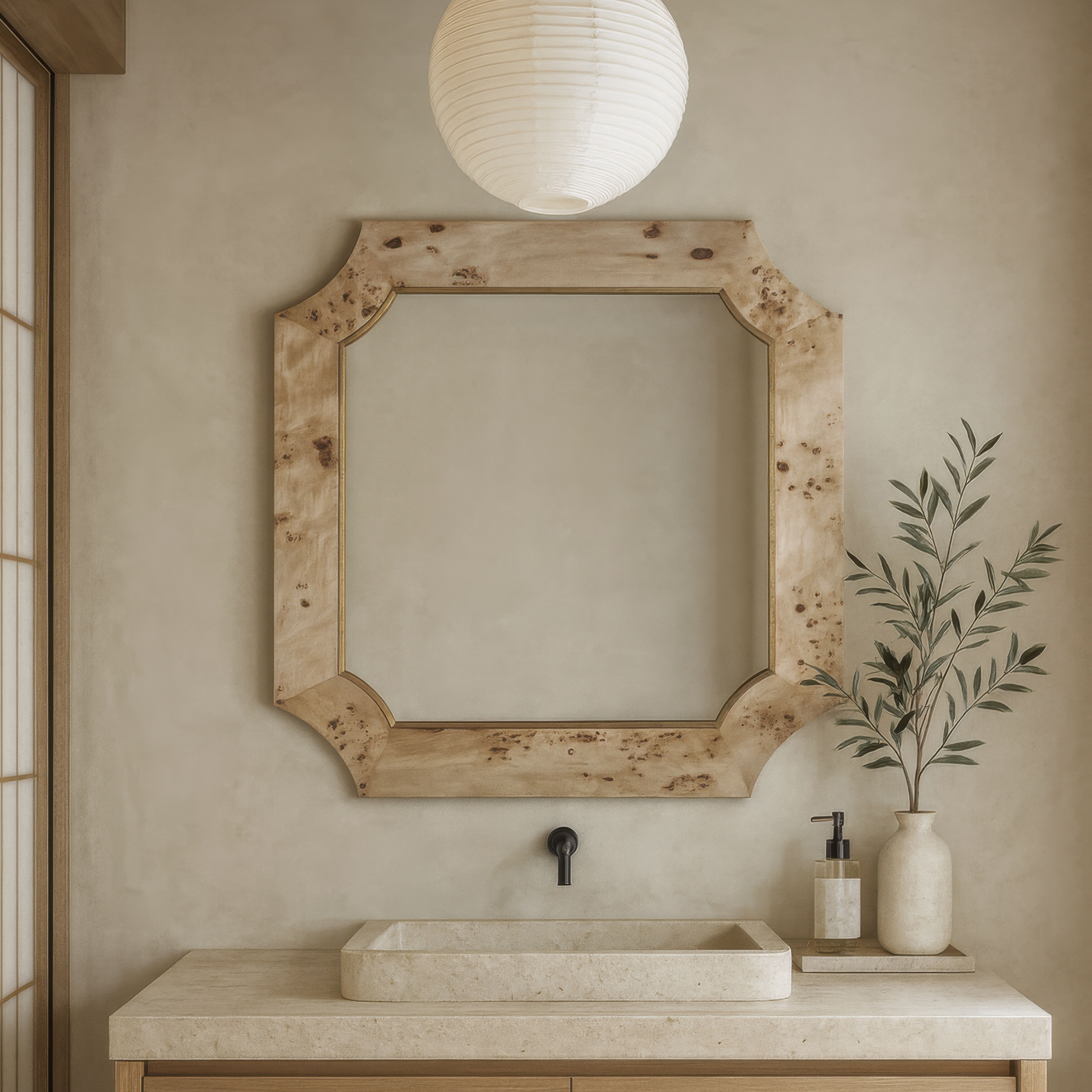 Farra 36 X 36 inch Poplar Burl with Weathered Brass Wall Mirror, Varaluz Casa