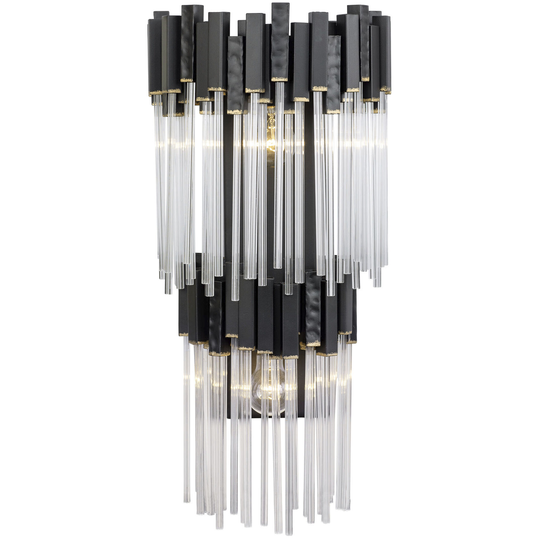 Matrix 2 Light 12.5 inch Matte Black and French Gold Wall Sconce Wall Light in Matte Black/French Gold