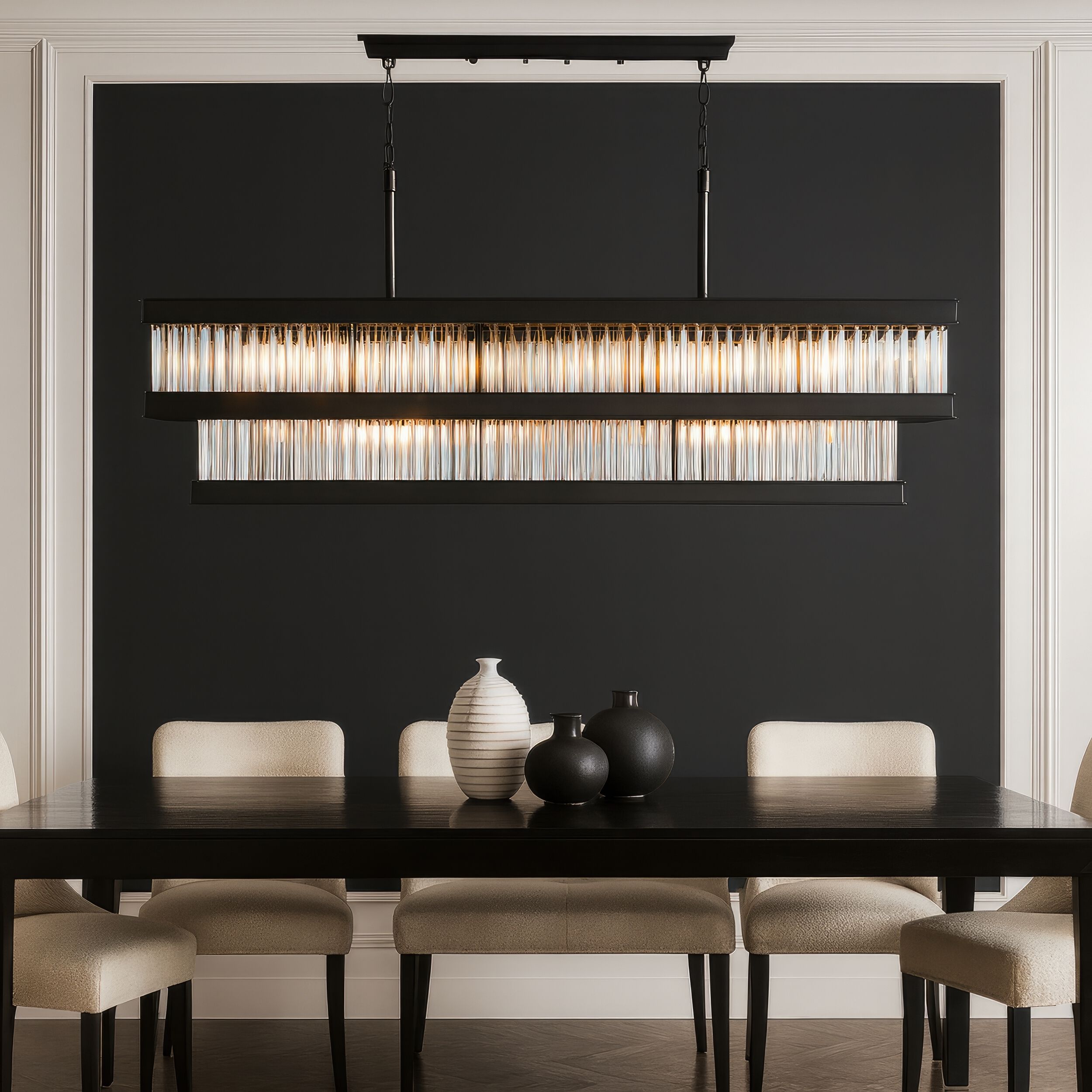 Double Take 6 Light 44 inch Heritage Black Linear Pendant Ceiling Light