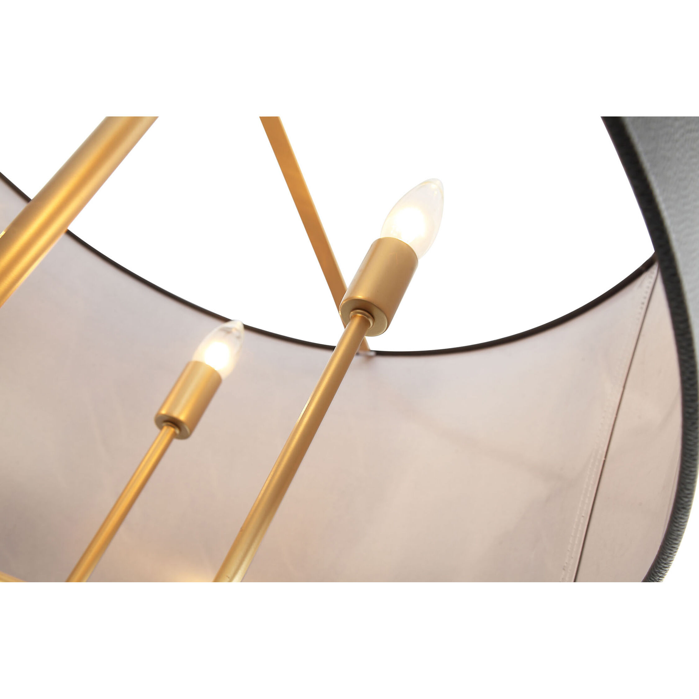 Secret Agent 5 Light 30 inch Gold and Black Leather Pendant Ceiling Light in Painted Gold and Black Leather