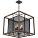 Rio Lobo 4 Light 22 inch Dark Oak with Black Pendant Ceiling Light