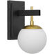 Allie 1 Light 6 inch Black/Satin Brass Bath Vanity Light Wall Light