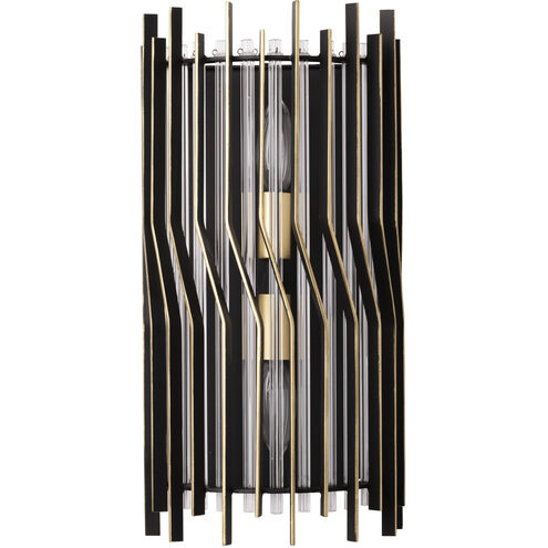 Park Row 2 Light 8 inch Matte Black and French Gold Wall Sconce Wall Light, Smithsonian Collaboration