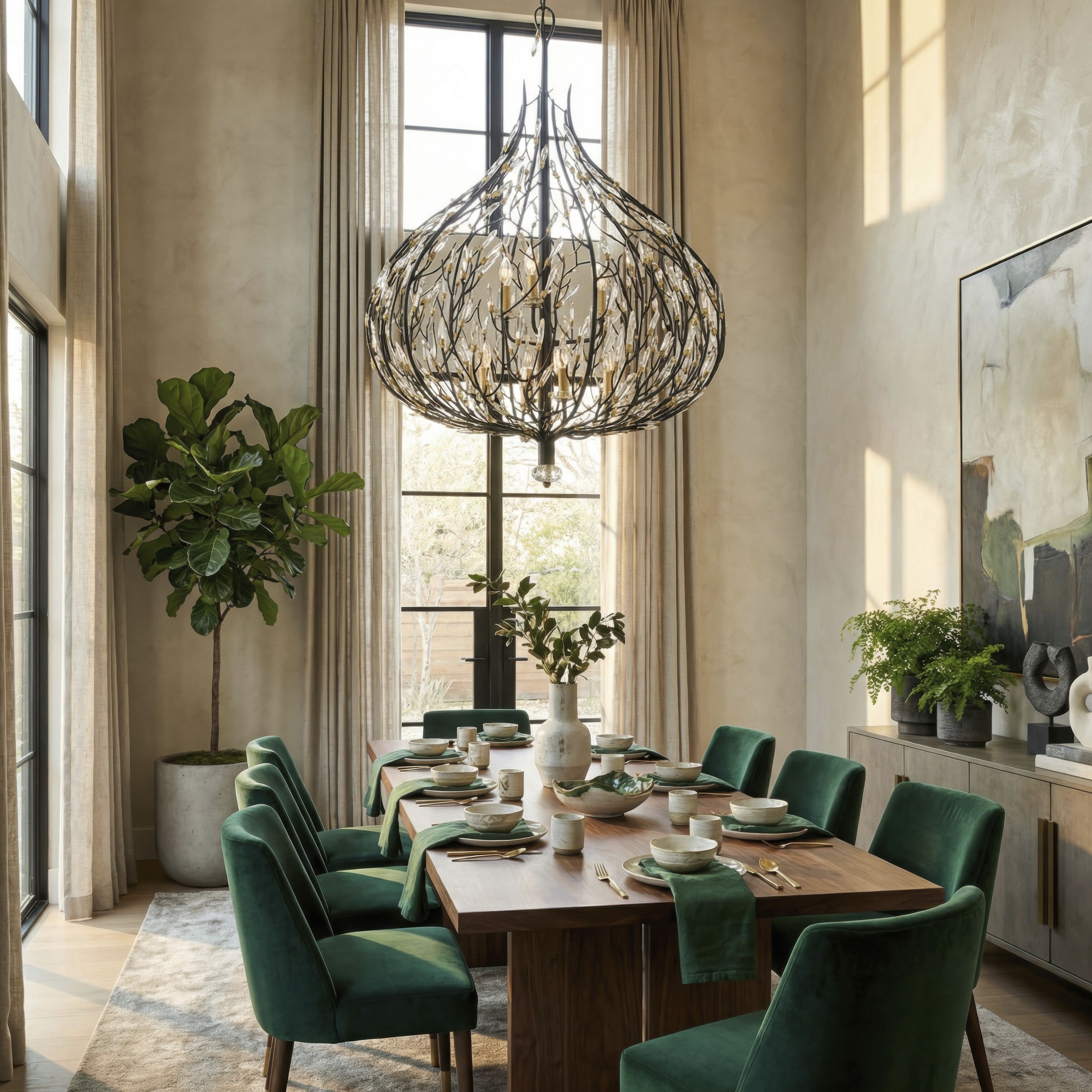 Bask 9 Light 32 inch Matte Black and French Gold Pendant Ceiling Light in Matte Black/French Gold