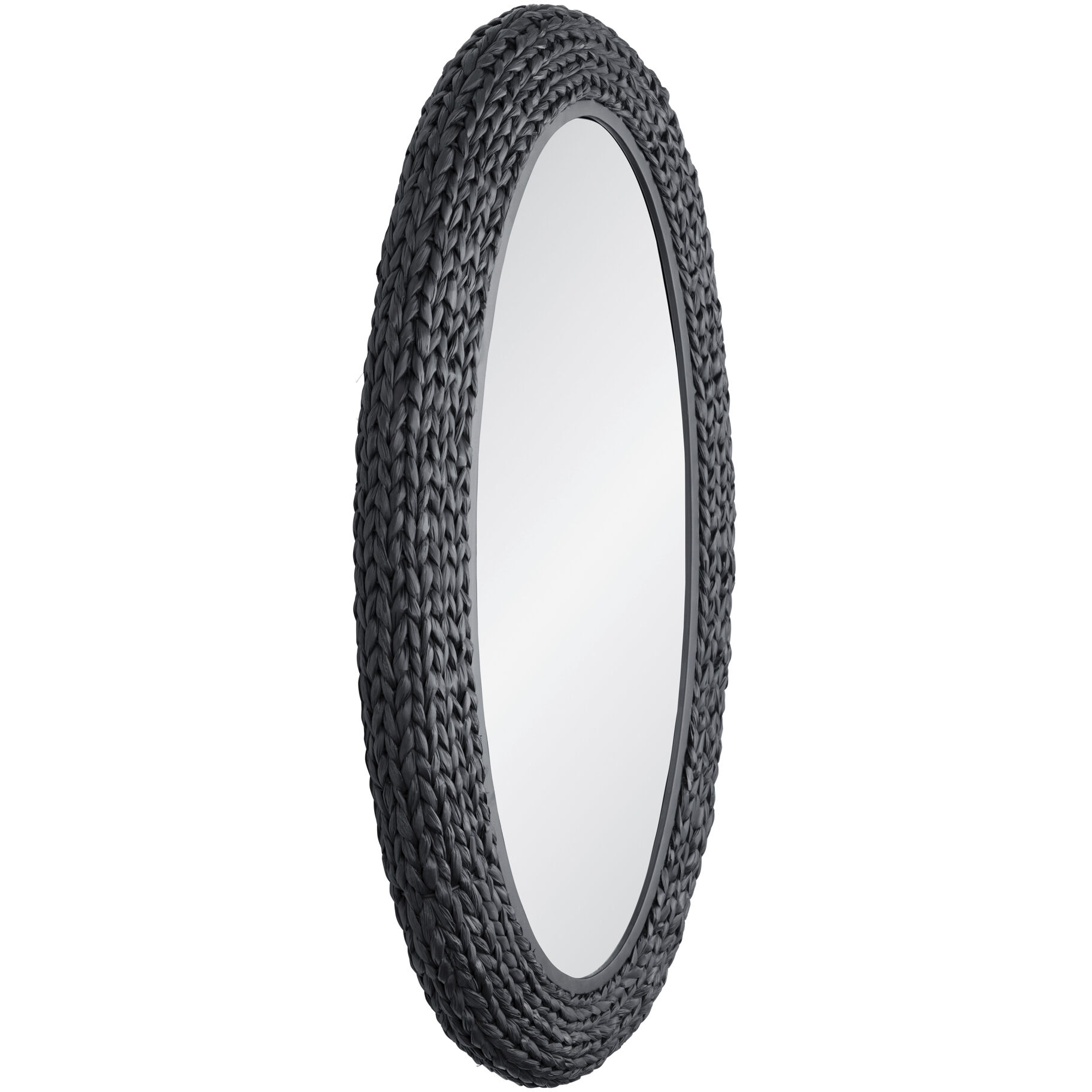 Athena 40.25 X 24.25 inch Matte Black with Black Seagrass Wall Mirror