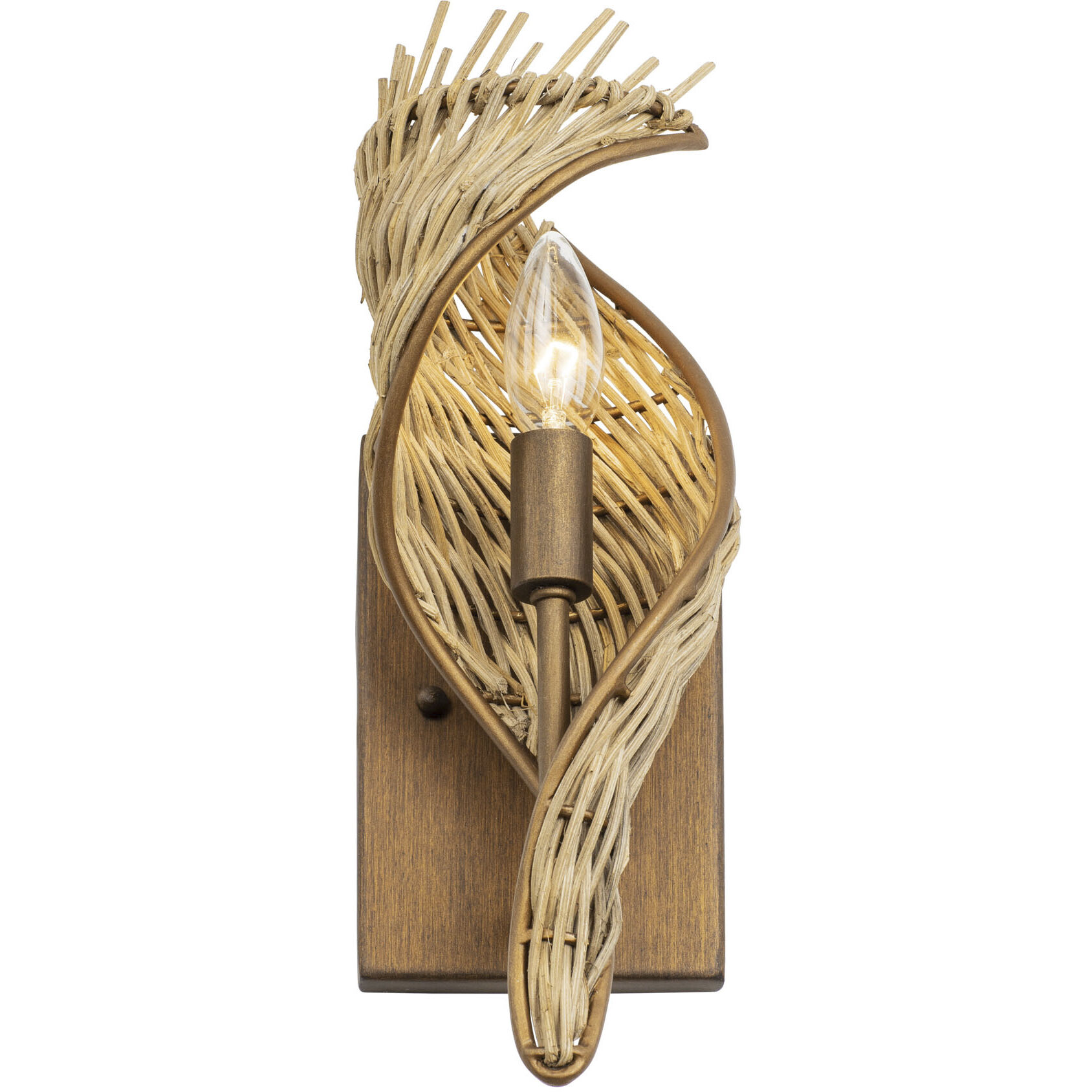 Flow 1 Light 5.5 inch Baguette and Natural Rattan Left Sconce Wall Light, Smithsonian Collaboration
