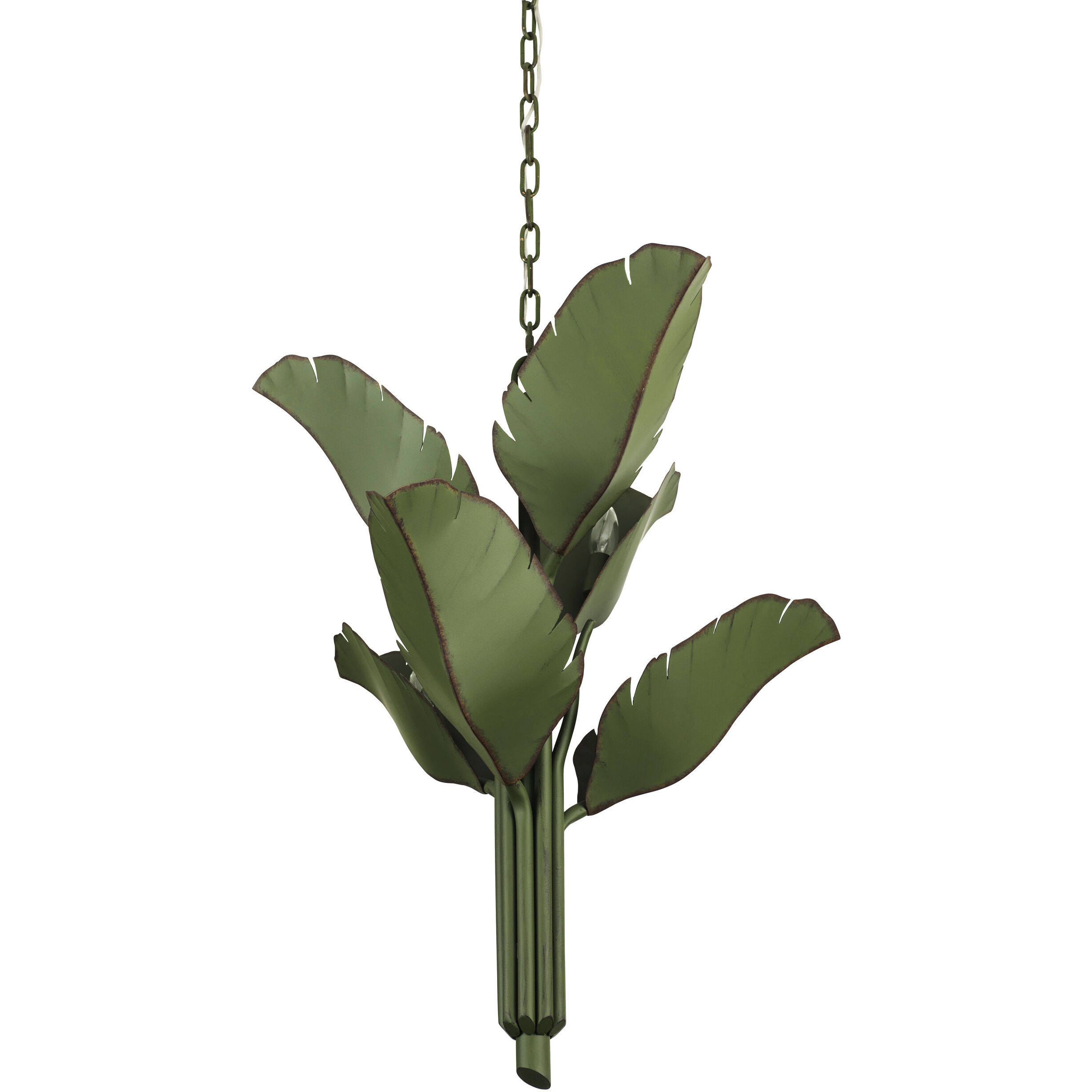 Banana Leaf 6 Light 25 inch Banana Leaf Chandelier Ceiling Light in Natural Green