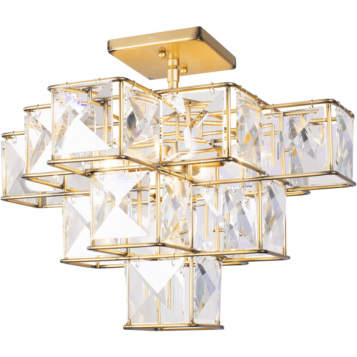 Cubic 5 Light 18.5 inch Calypso Gold Semi-Flush Ceiling Light