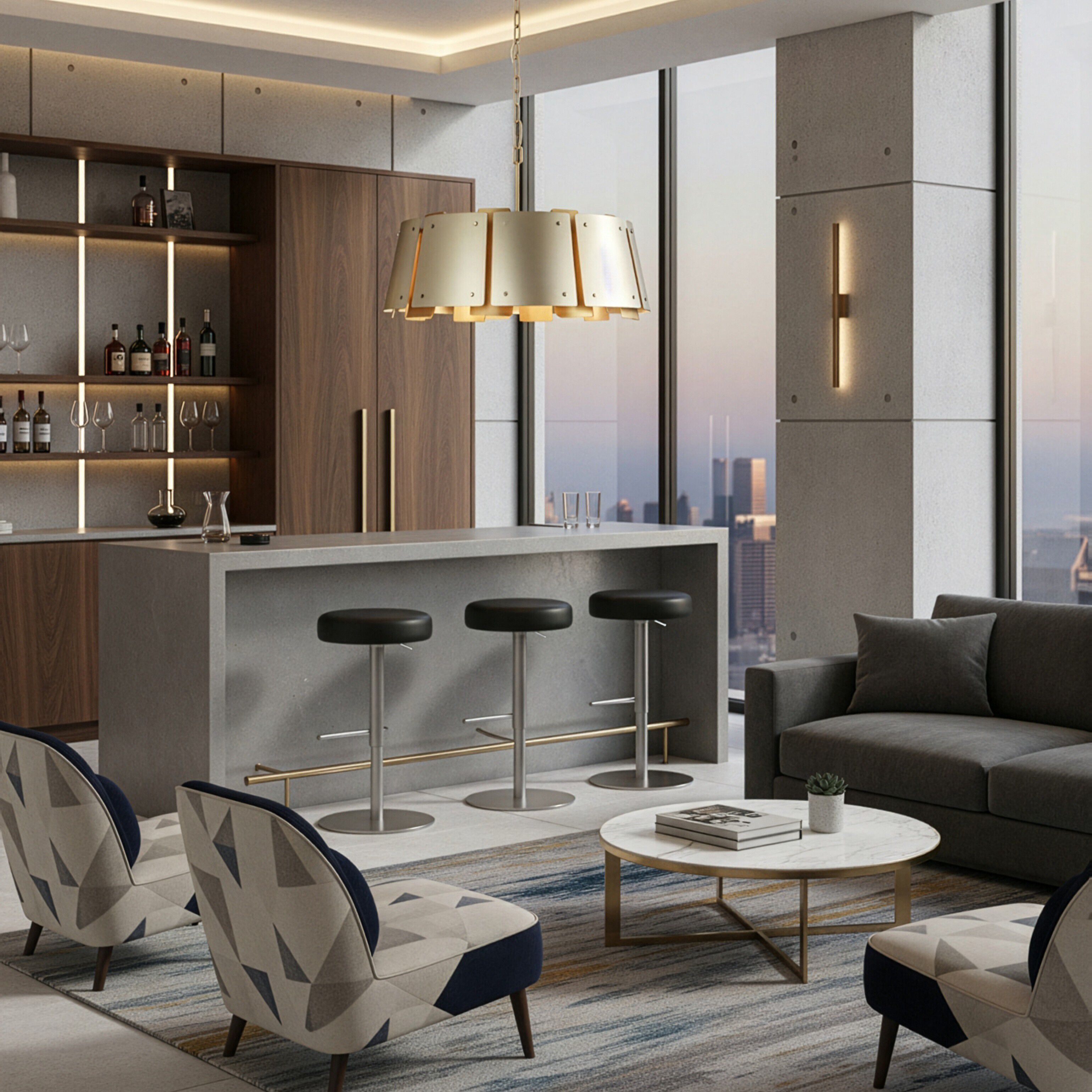 Peep Show 5 Light 24 inch Sunwashed Silver and Brushed Sienna Pendant Ceiling Light