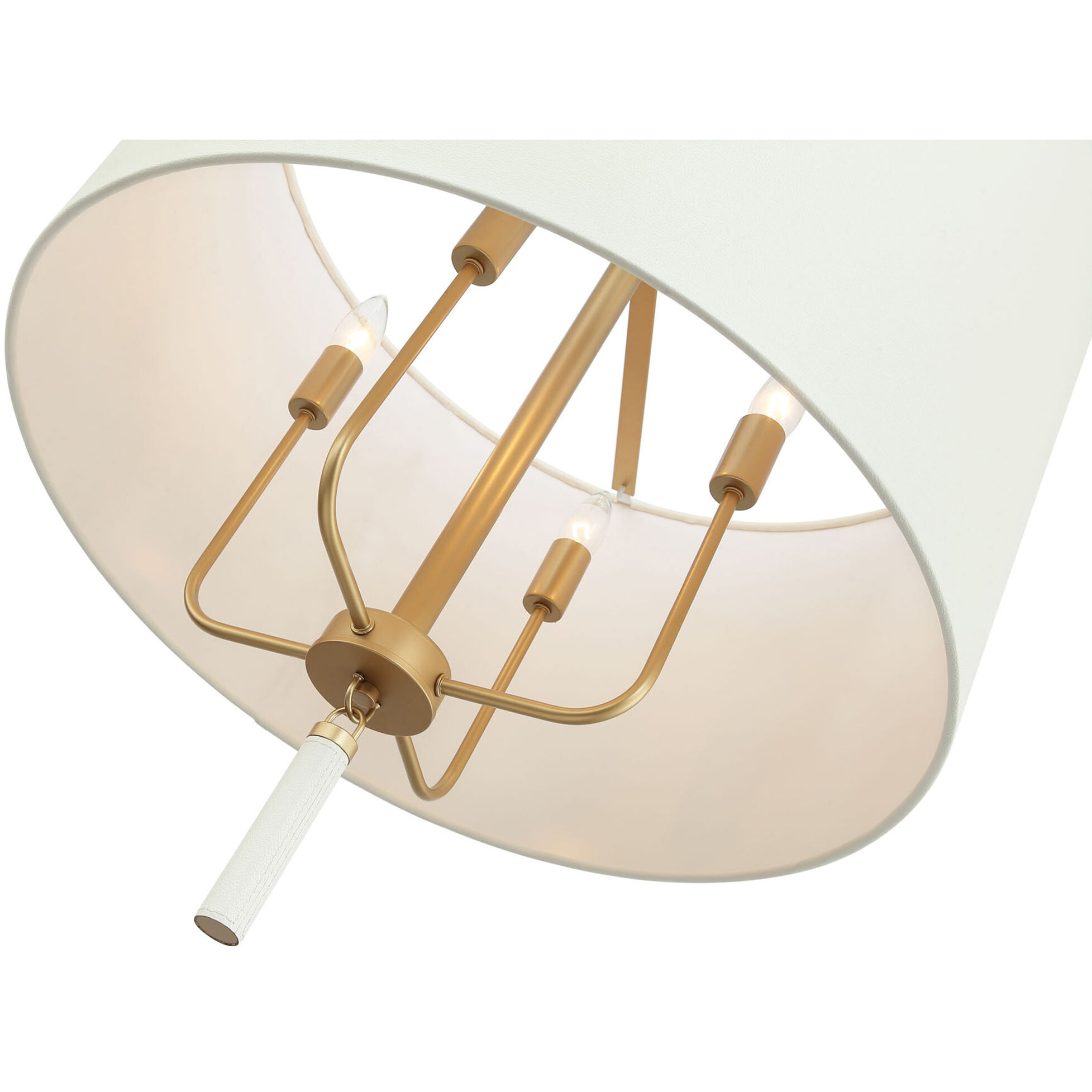 Secret Agent 4 Light 24 inch Gold and White Leather Pendant Ceiling Light