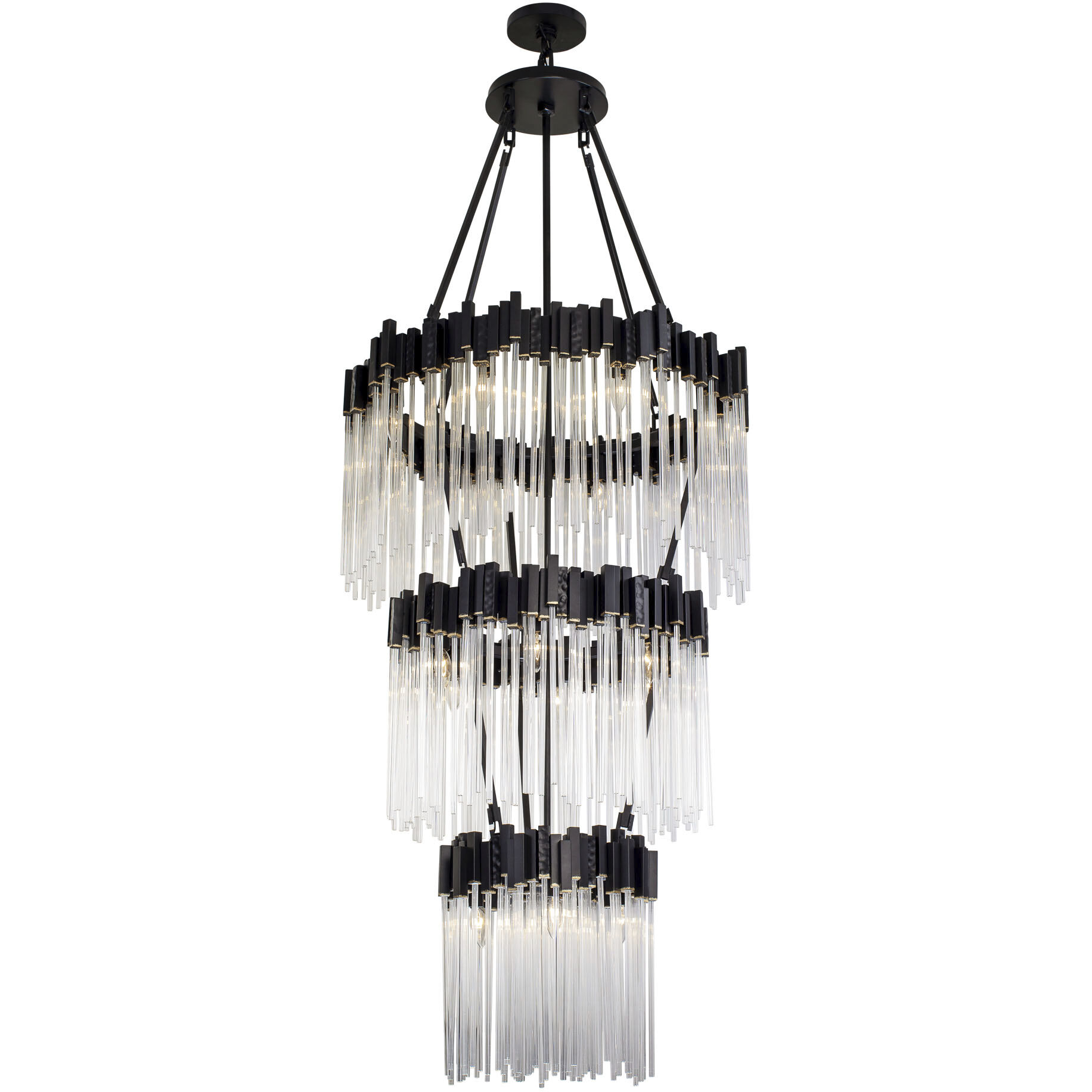 Matrix 18 Light 30 inch Matte Black and French Gold Chandelier Ceiling Light