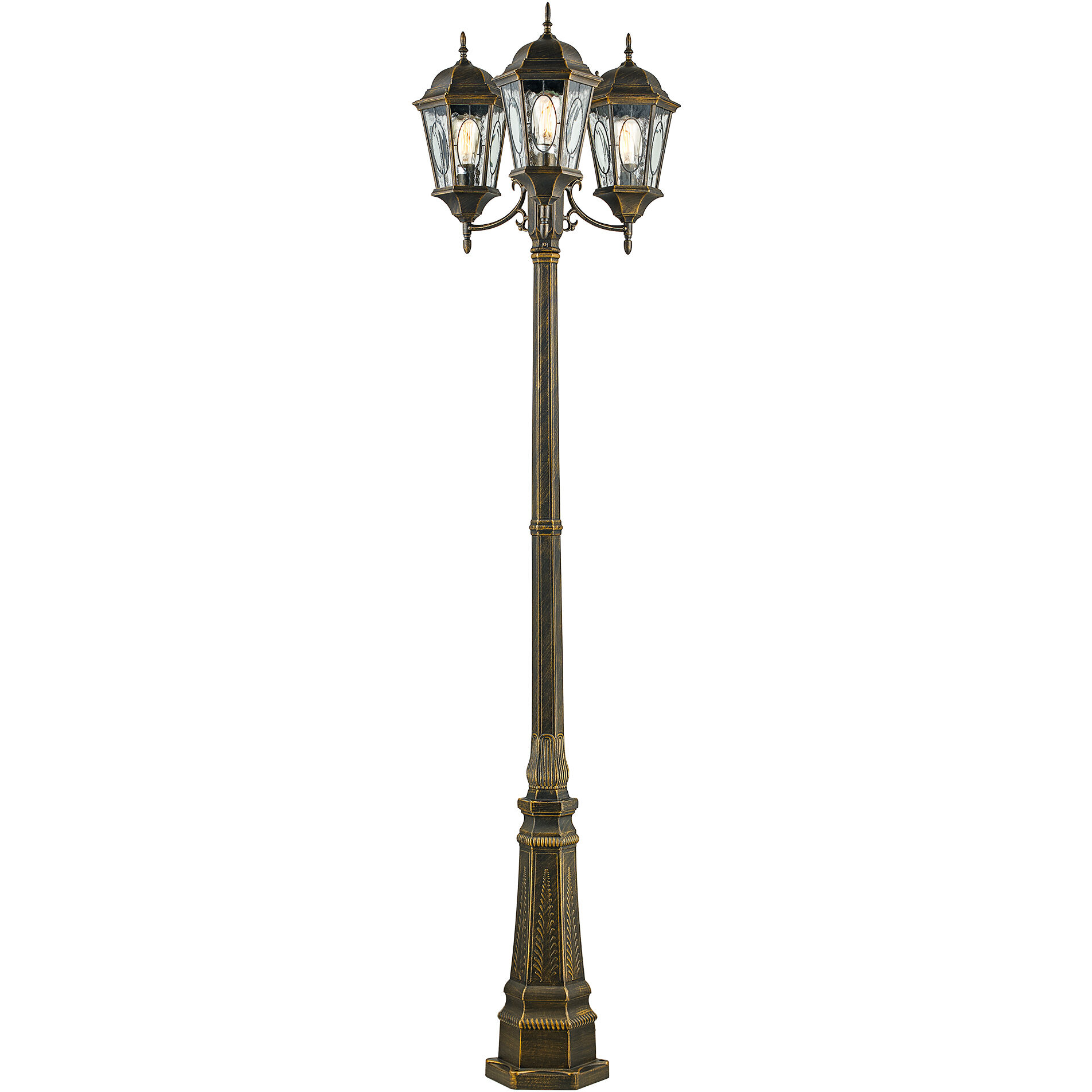 Signature 3 Light 96 inch Black Gold Lamp Post 