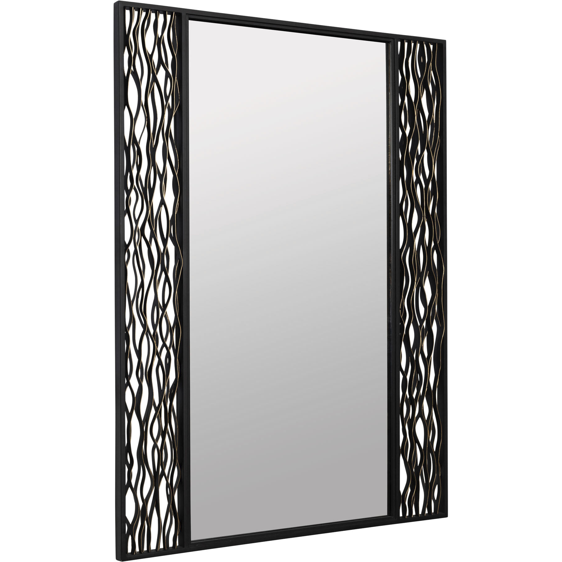 Estela 40 X 30 inch Matte Black and French Gold Wall Mirror, Smithsonian Collaboration