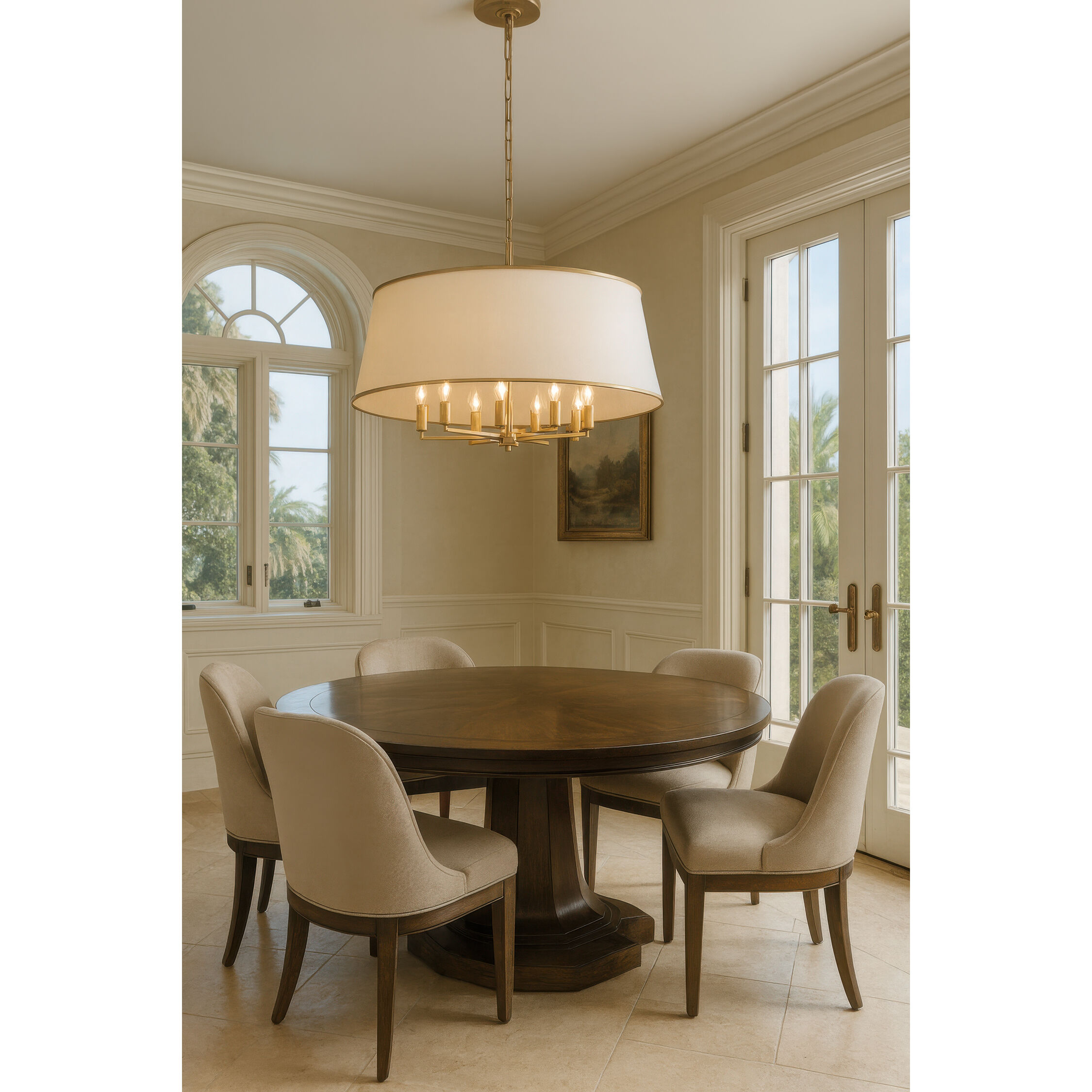 Coco 8 Light 32 inch Matte White/French Gold Pendant Ceiling Light