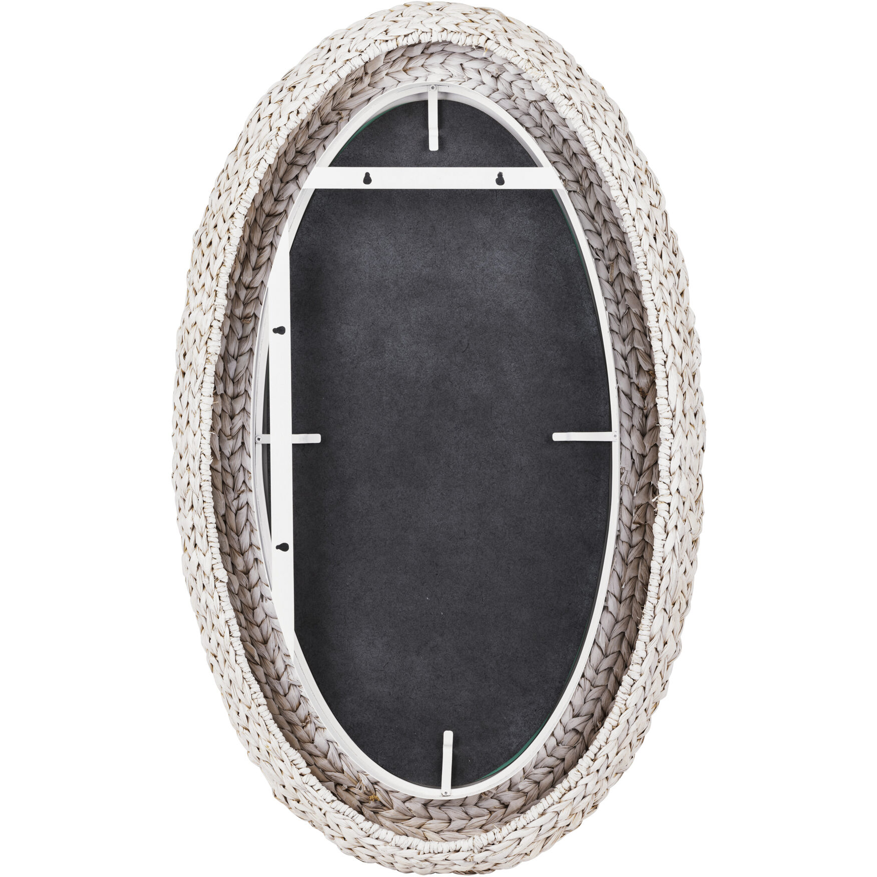 Athena 40.25 X 24.25 inch Matte White and Whitewash Seagrass Wall Mirror