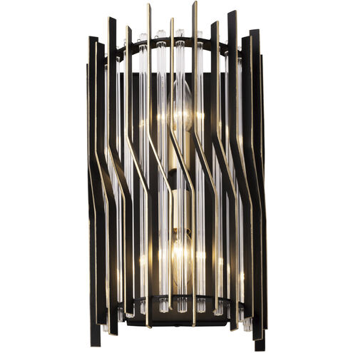 Park Row 2 Light 8 inch Matte Black and French Gold Wall Sconce Wall Light, Smithsonian Collaboration