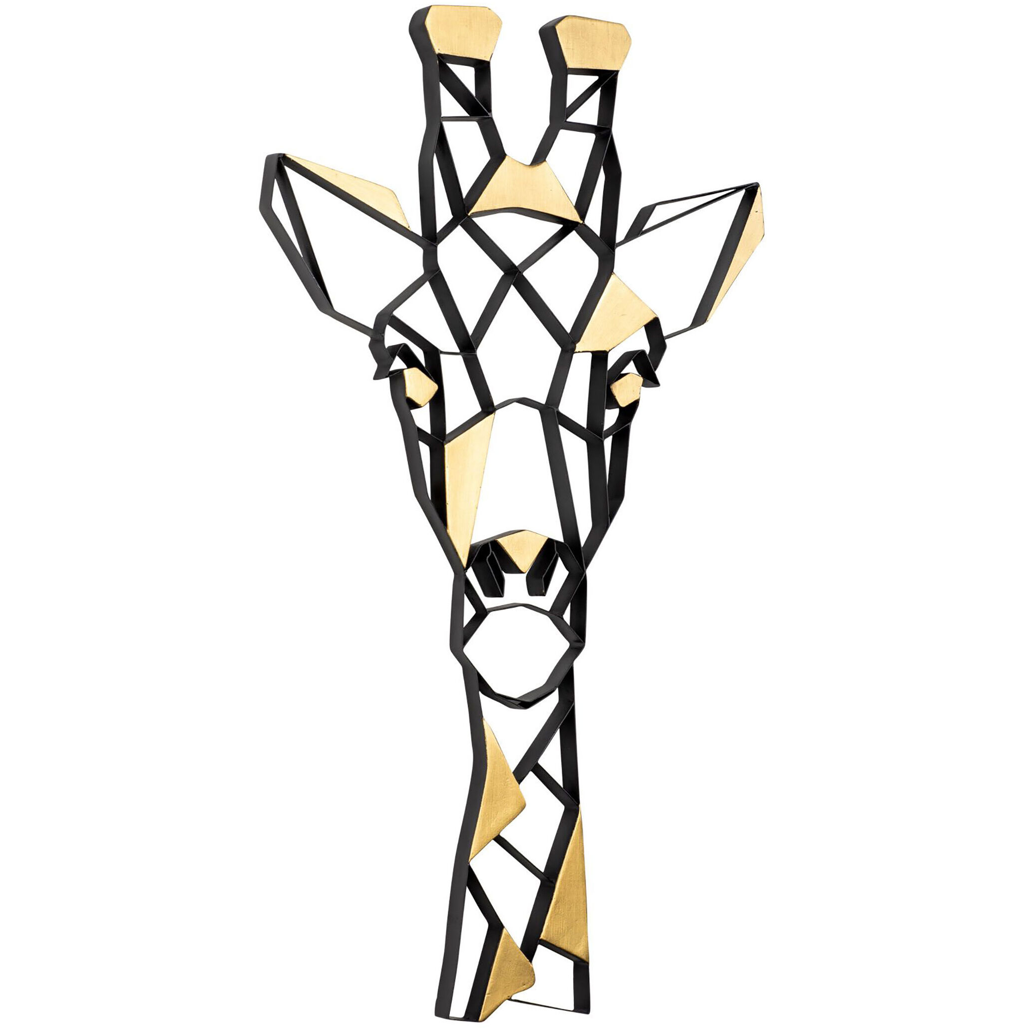 Geometric Animal Kingdom Matte Black Giraffe Wall Art, Smithsonian Collaboration