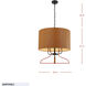 Secret Agent 4 Light 24 inch Black and Camel Leather Pendant Ceiling Light