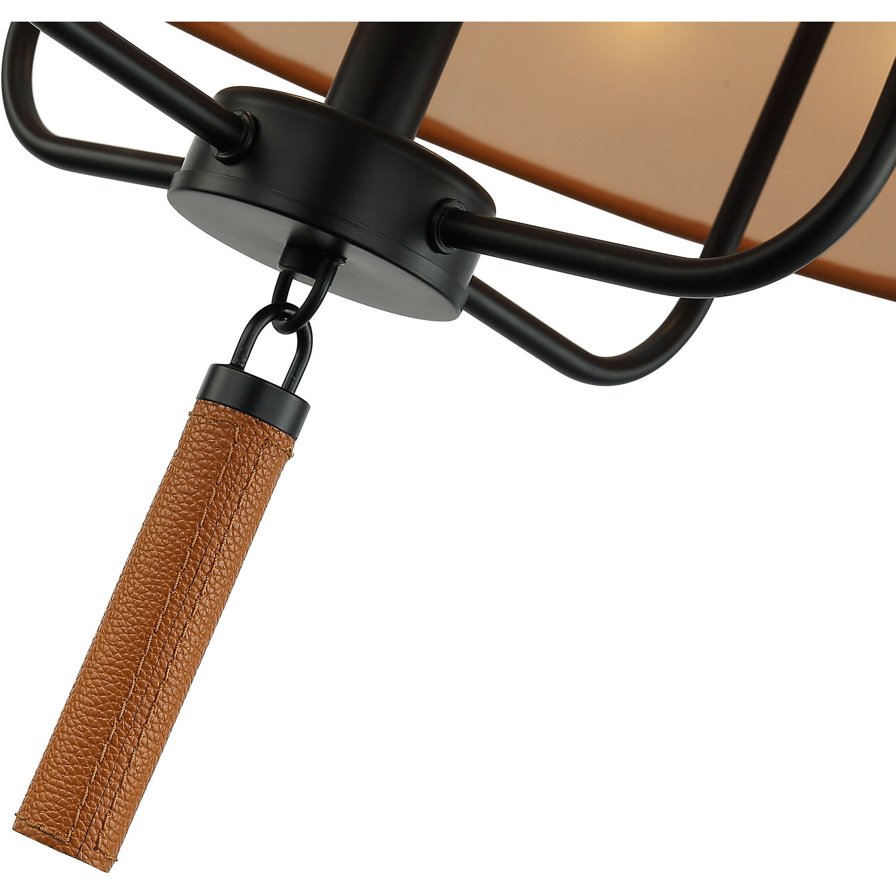 Secret Agent 4 Light 24 inch Black and Camel Leather Pendant Ceiling Light