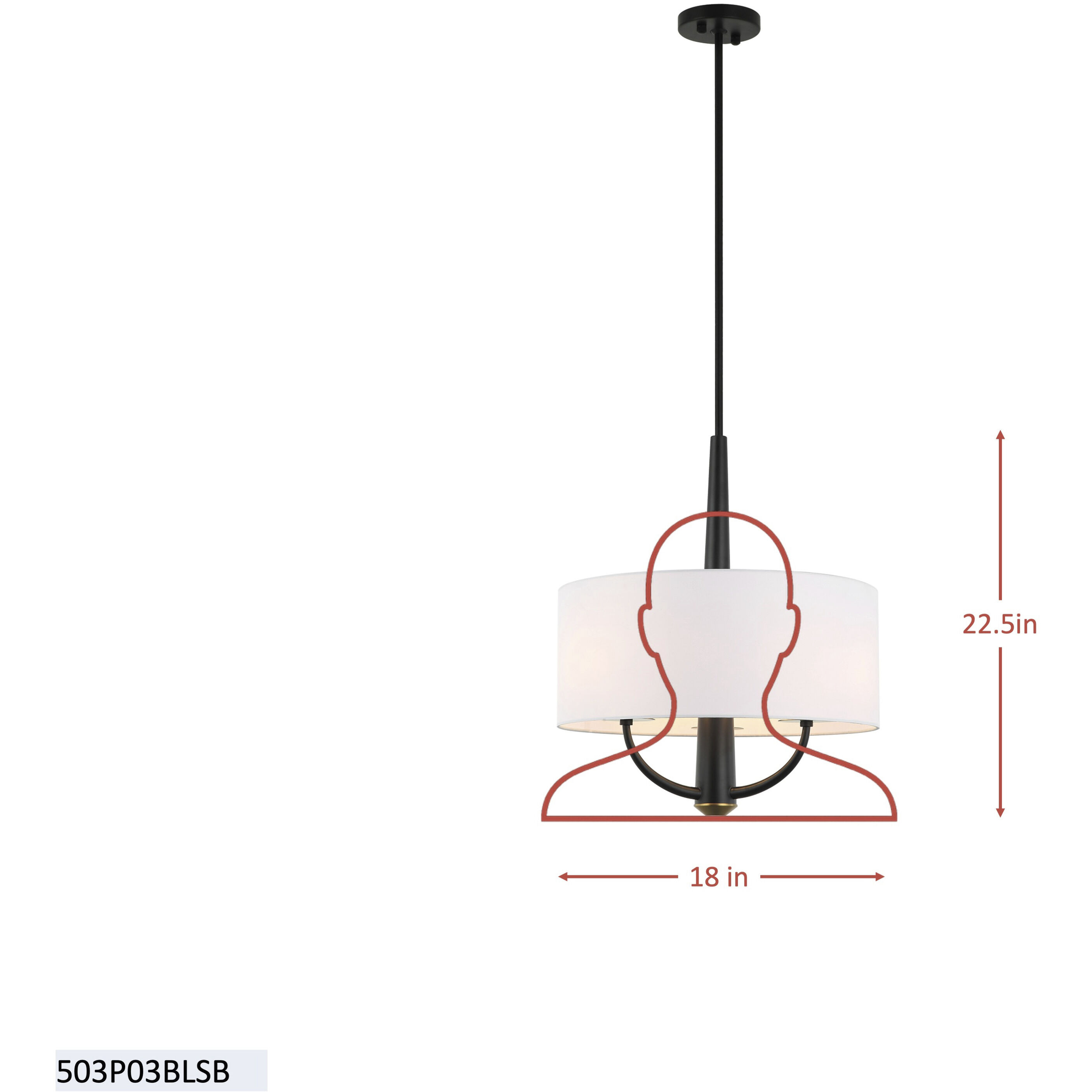 Patchwork 3 Light 18 inch Black with Satin Brass Pendant Ceiling Light in Black/Satin Brass