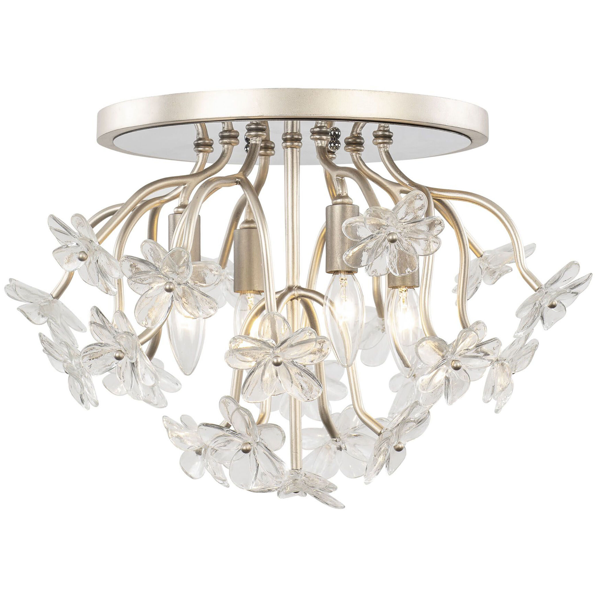 Wildflower 4 Light 19 inch Gold Dust Semi-Flush Ceiling Light, Smithsonian Collaboration