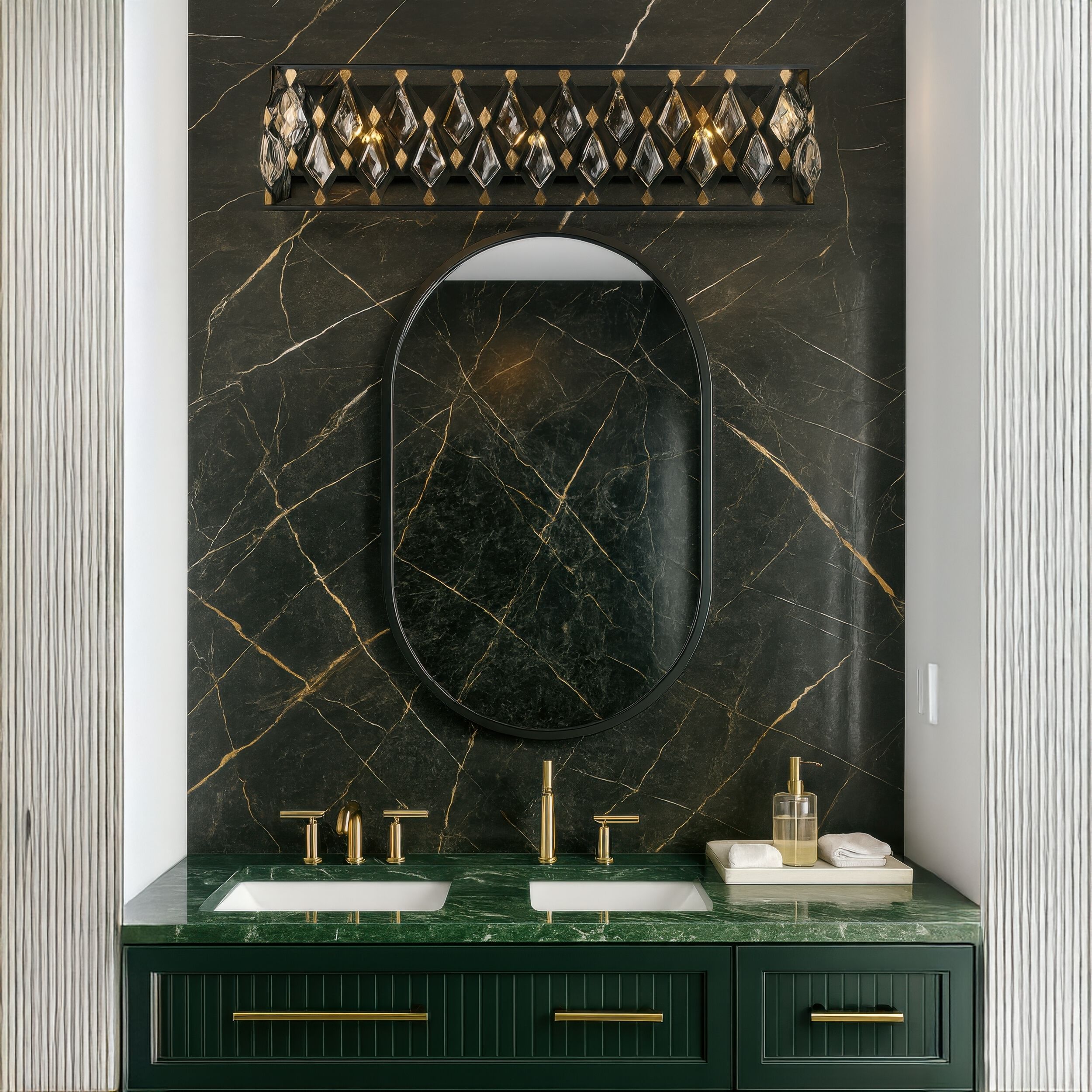 Windsor 4 Light 31 inch Carbon and Havana Gold Bath Vanity Light Wall Light