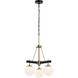 Allie 3 Light 18 inch Black/Satin Brass Chandelier Ceiling Light