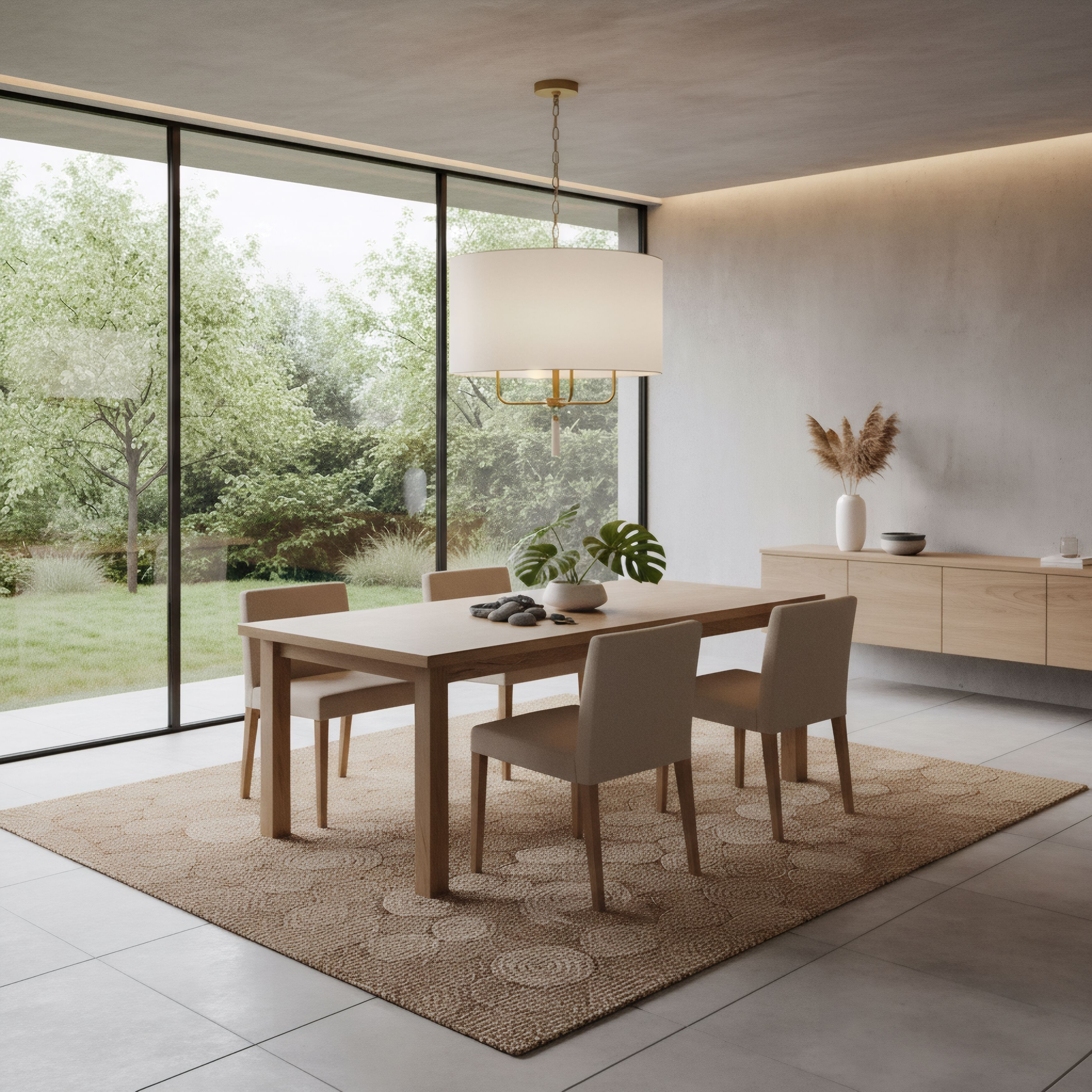 Secret Agent 4 Light 24 inch Gold and White Leather Pendant Ceiling Light