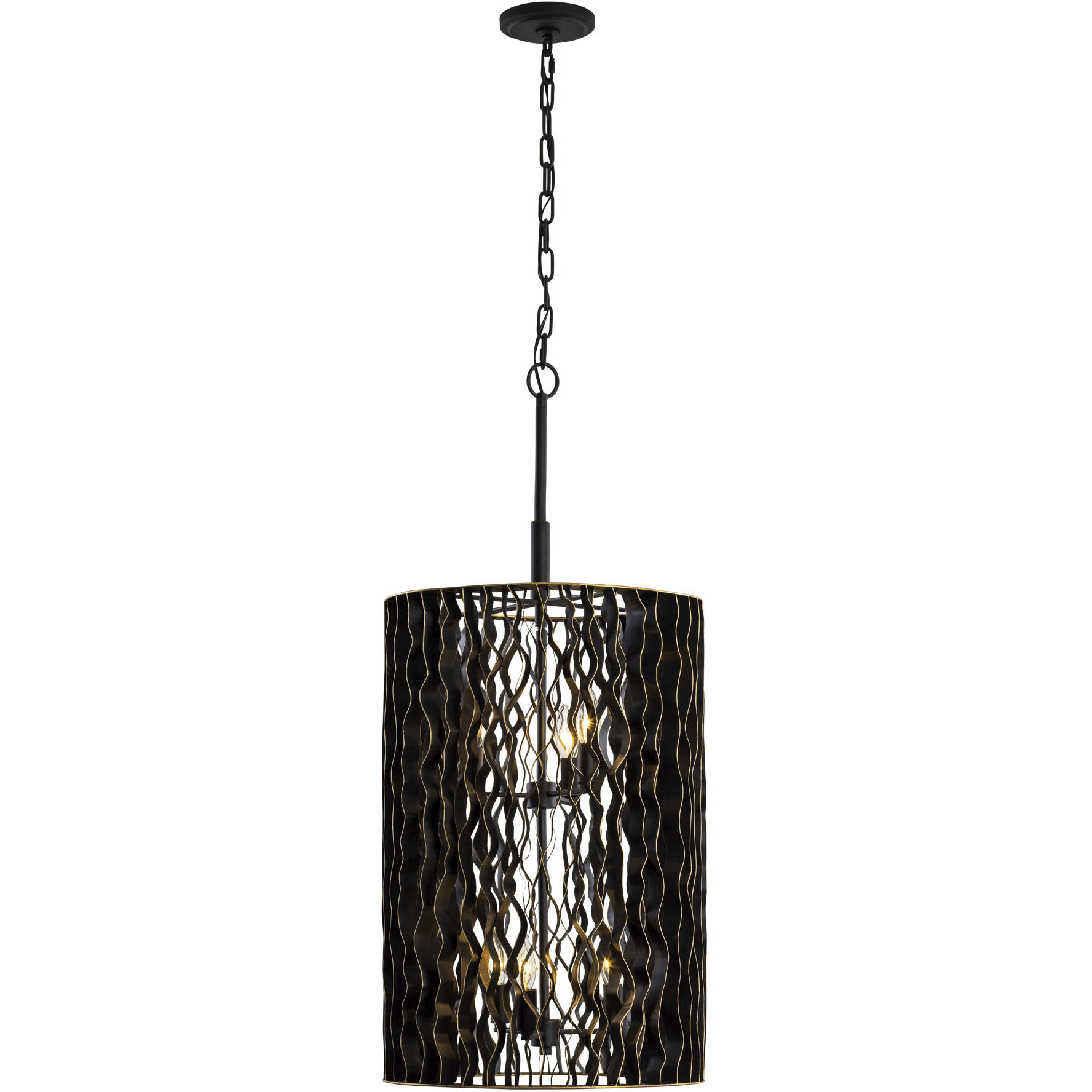 Estela 6 Light 16 inch Matte Black and French Gold Foyer Pendant Ceiling Light, Smithsonian Collaboration