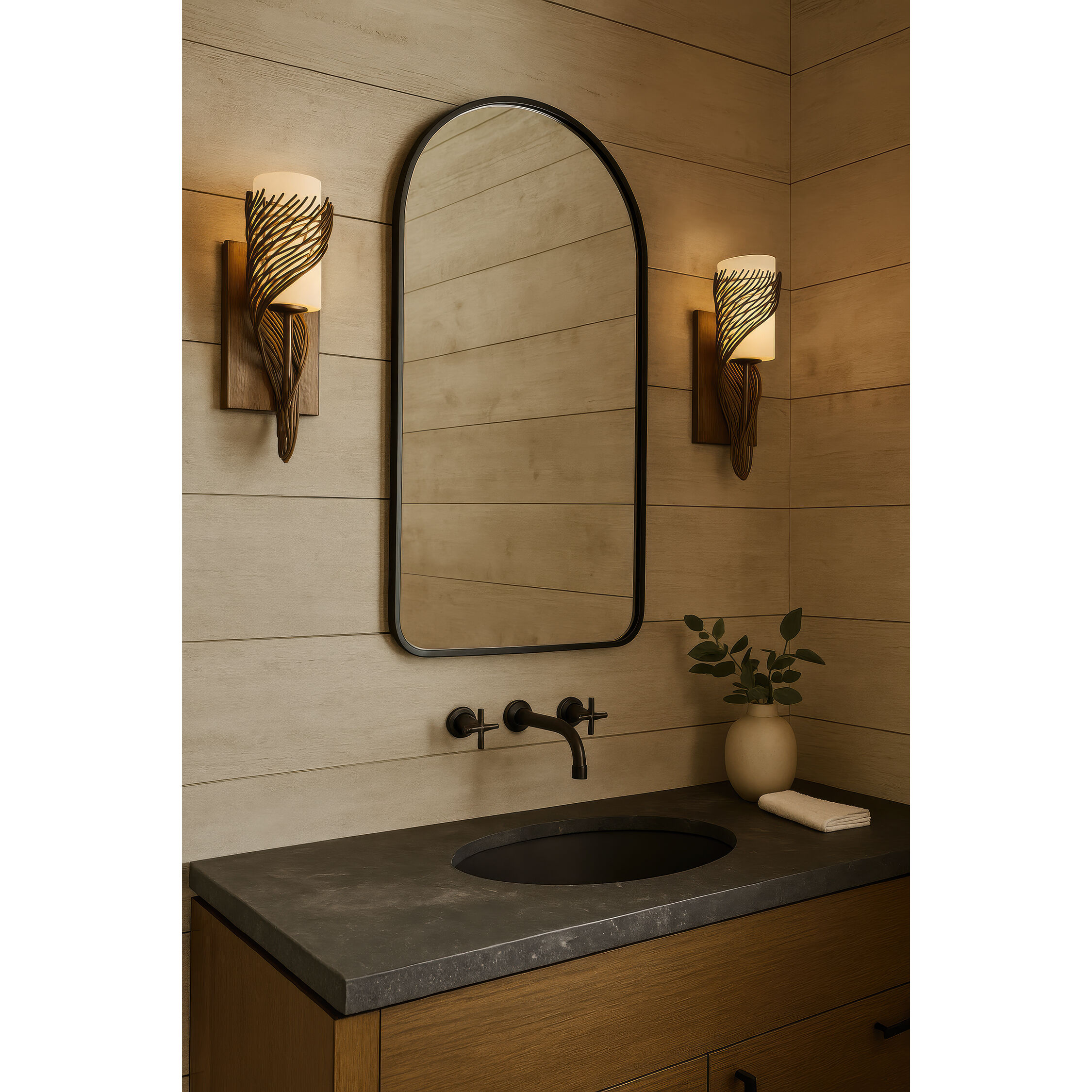 Flow 1 Light 4.5 inch Hammered Ore Left Sconce Wall Light