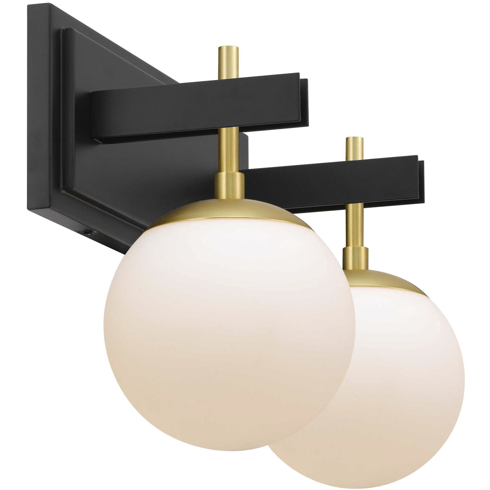 Allie 2 Light 16.25 inch Black/Satin Brass Bath Vanity Light Wall Light