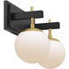 Allie 2 Light 16.25 inch Black/Satin Brass Bath Vanity Light Wall Light