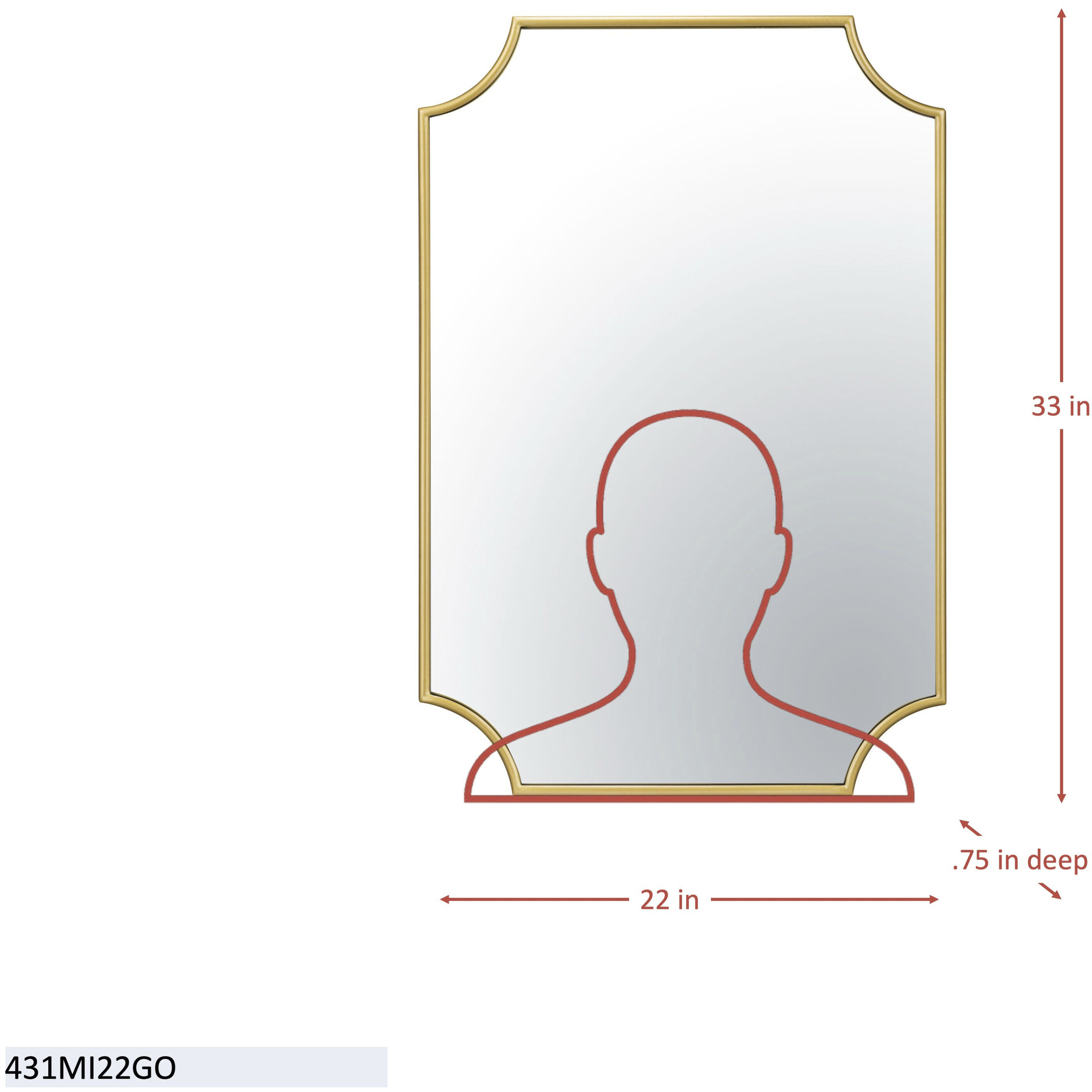 Carlton 33 X 22 inch Gold Wall Mirror, Tamara Day Collaboration