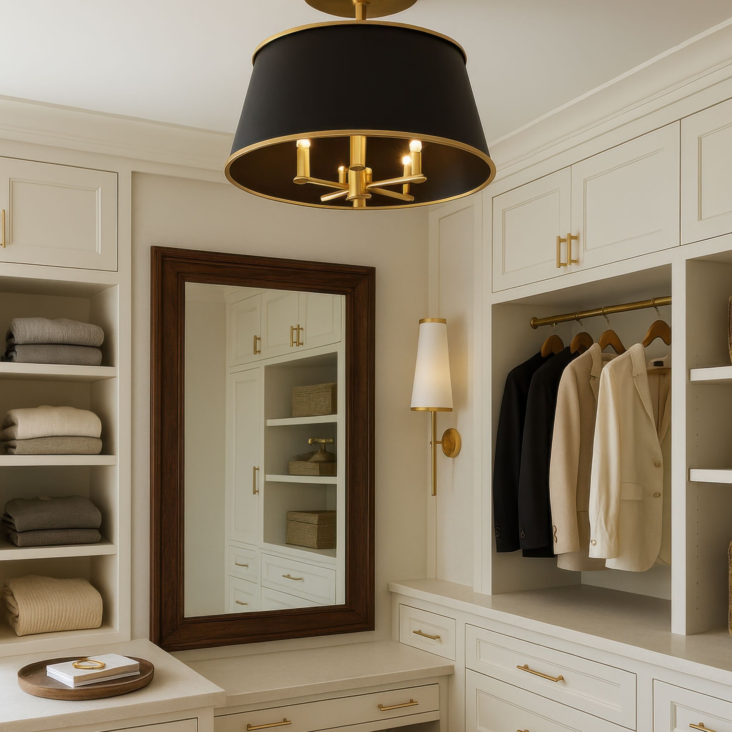 Coco 4 Light 16 inch Matte Black/French Gold Semi-Flush Ceiling Light