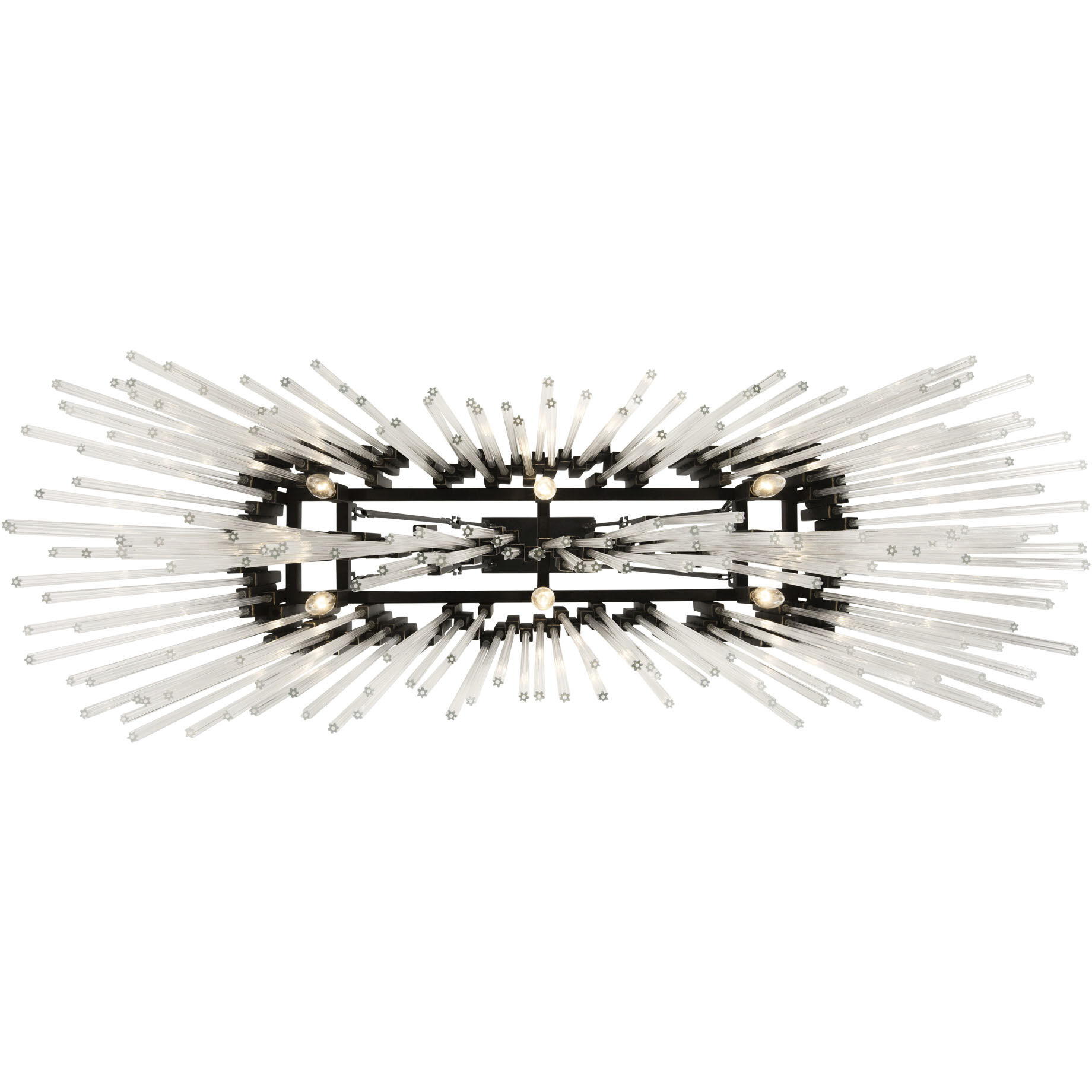 Matrix 6 Light 36.5 inch Matte Black and French Gold Linear Pendant Ceiling Light