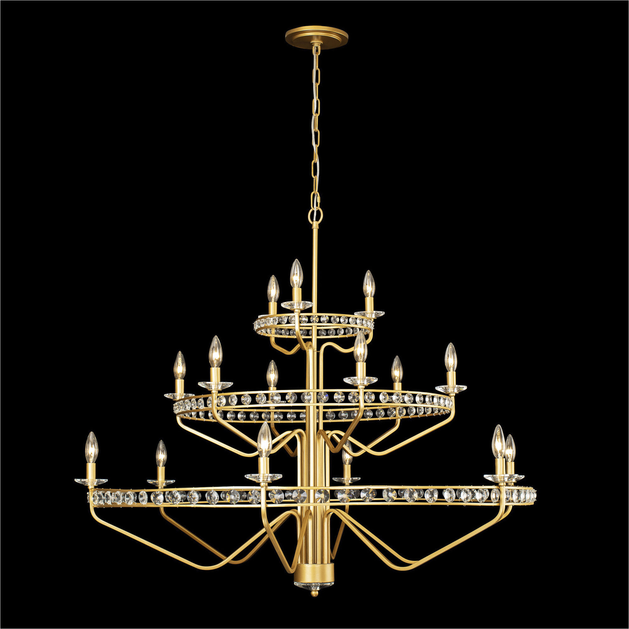 Monroe 15 Light 48 inch Antique Gold Chandelier Ceiling Light
