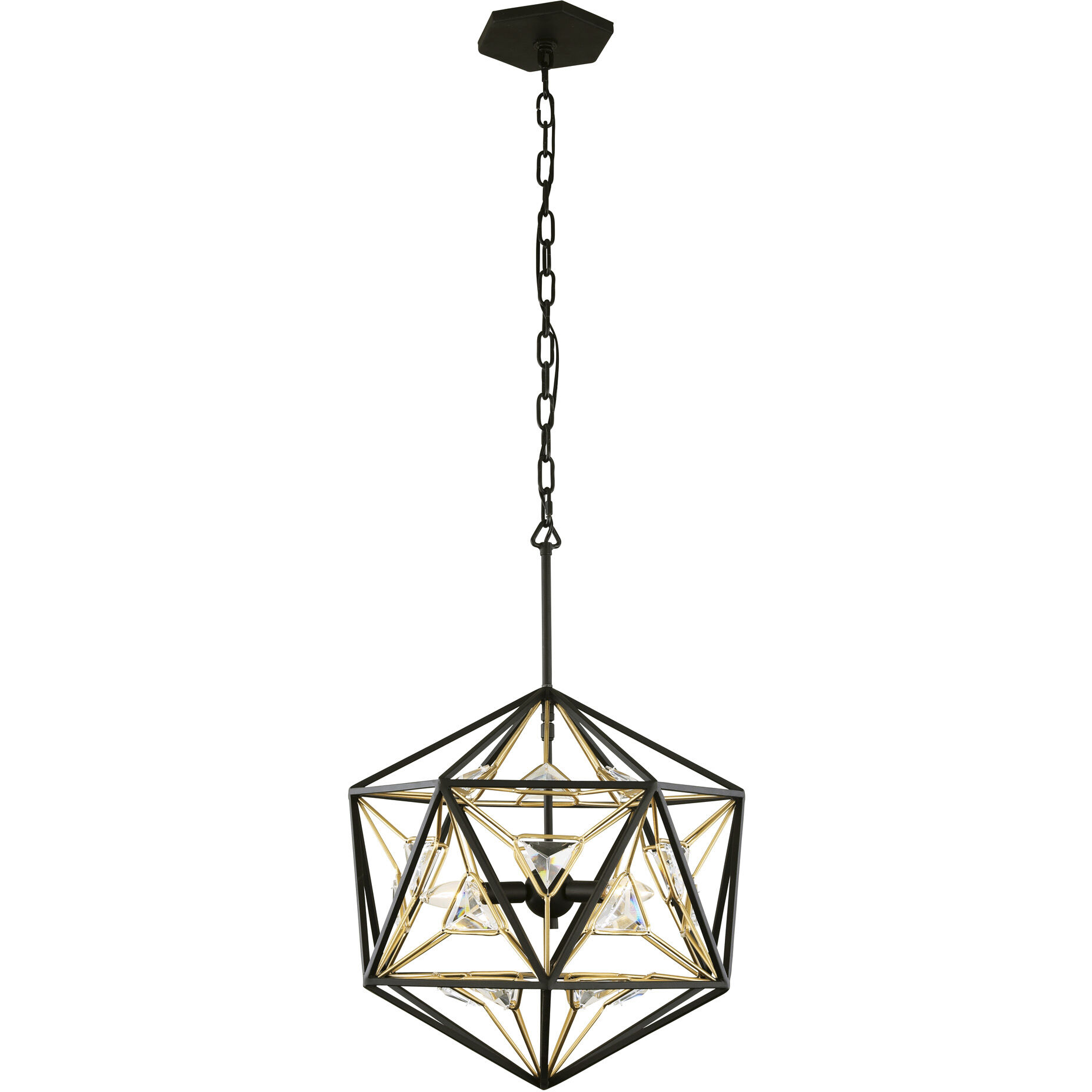 Marcia 3 Light 18 inch Matte Black and French Gold Pendant Ceiling Light
