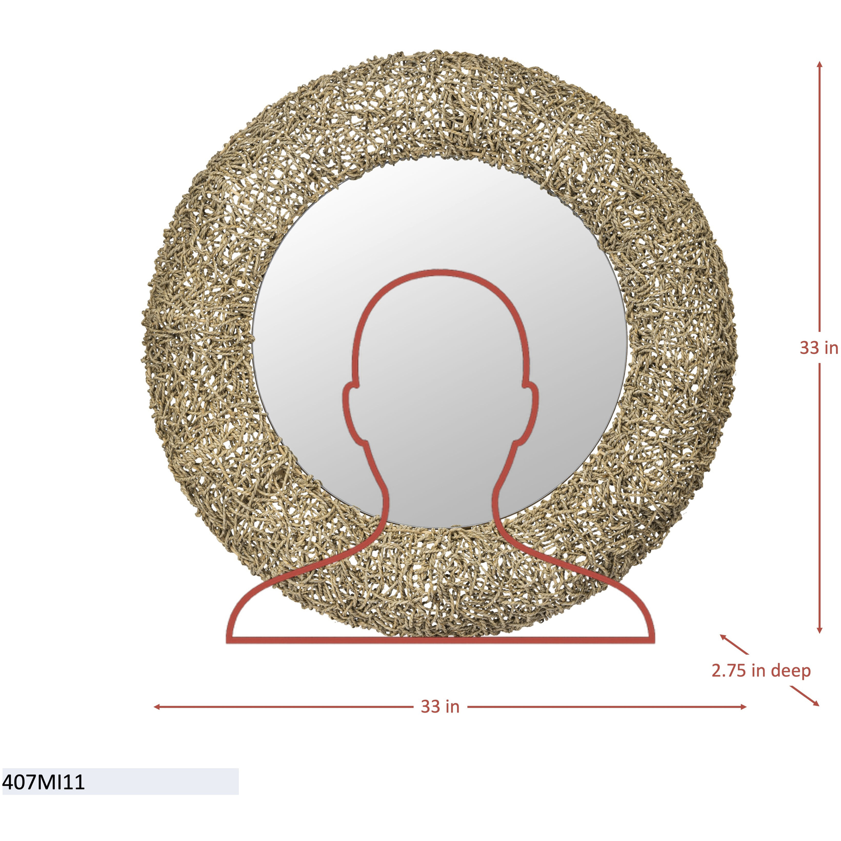 Tangled 33 X 33 inch Natural Rope Wall Mirror