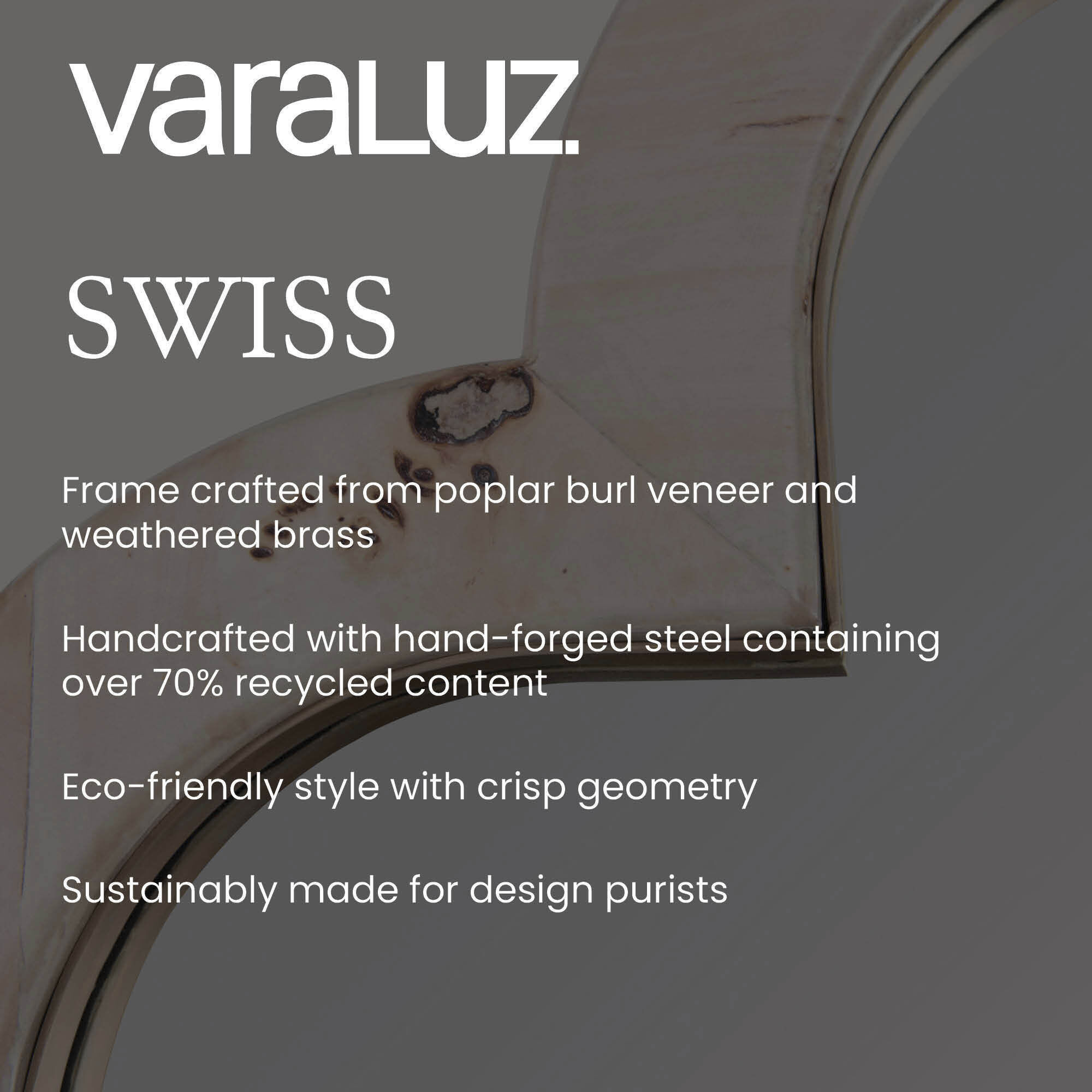 Swiss 50 X 50 inch Poplar Burl with Weathered Brass Wall Mirror, Varaluz Casa