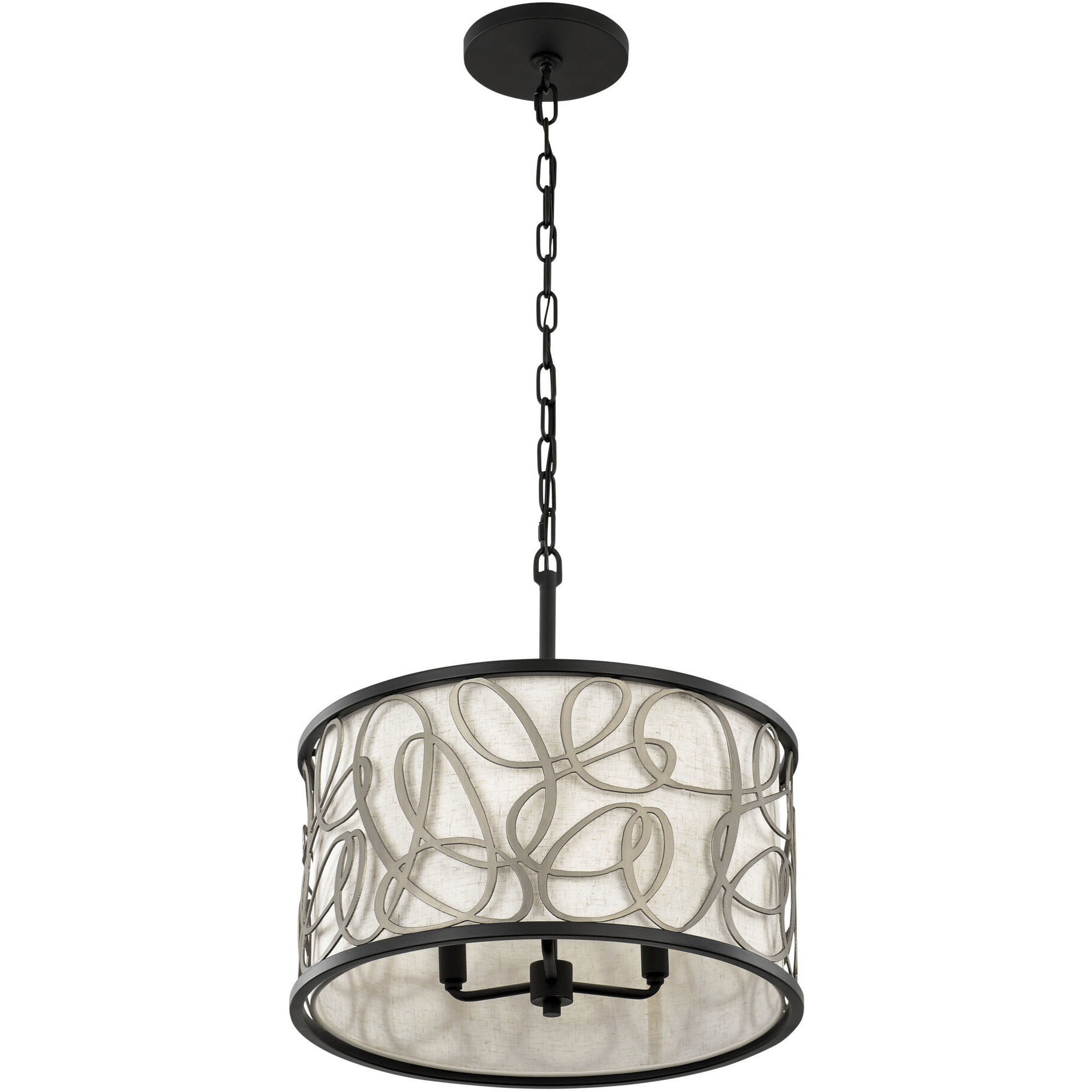 Scribble 3 Light 18 inch Matte Black with Artifact Pendant Ceiling Light, Semi-Flush Convertible, Smithsonian Collaboration