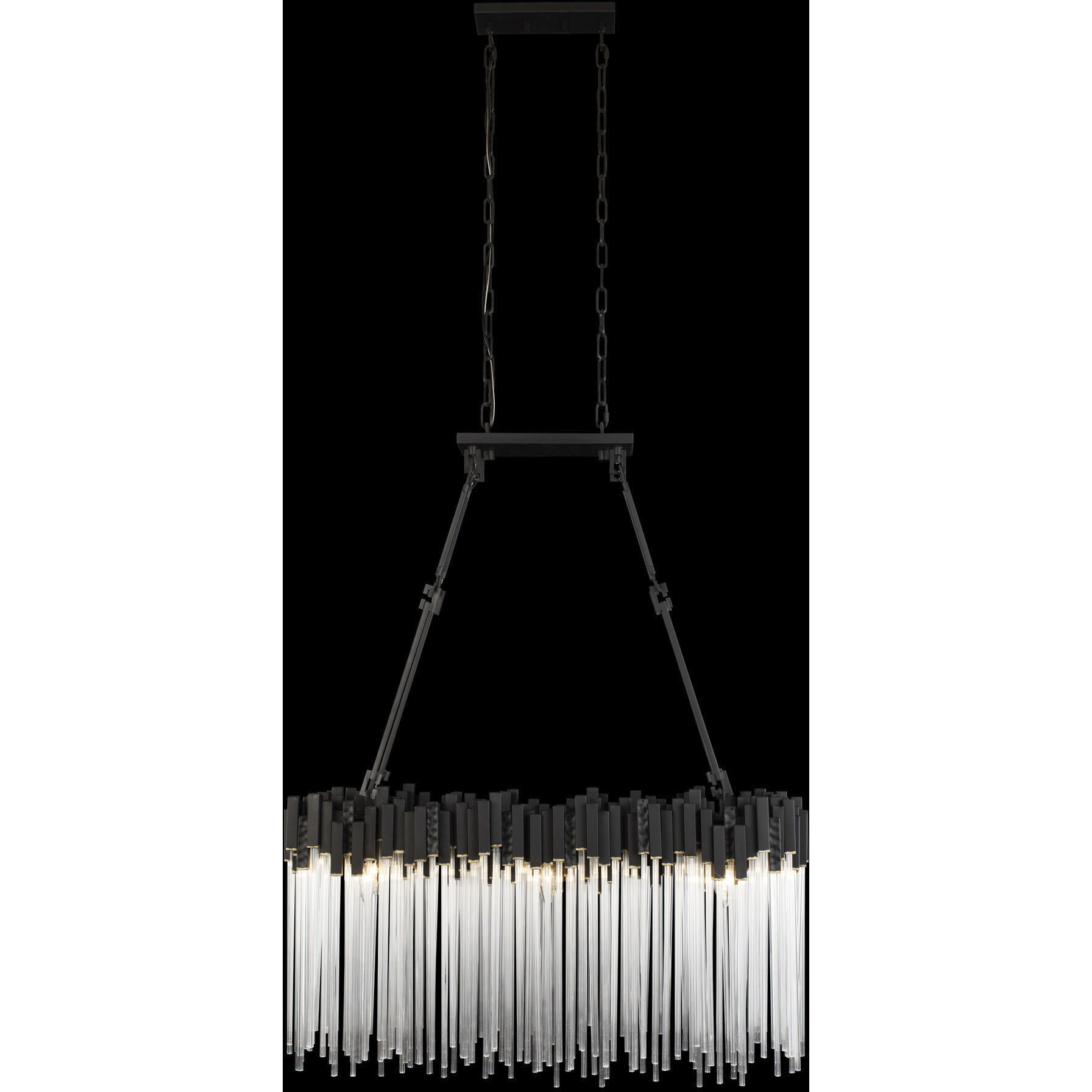Matrix 6 Light 36.5 inch Matte Black and French Gold Linear Pendant Ceiling Light
