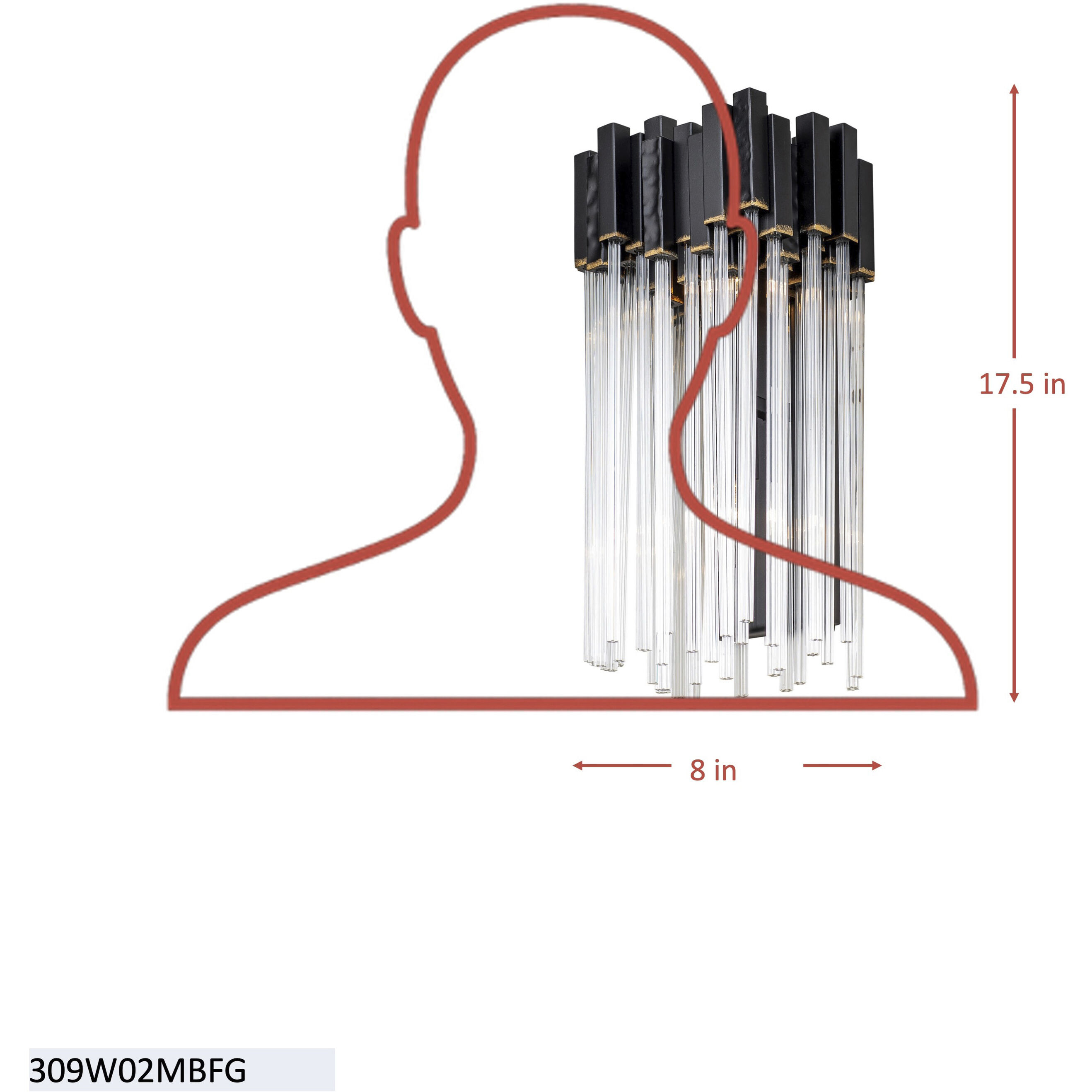 Matrix 2 Light 8 inch Matte Black and French Gold Wall Sconce Wall Light in Matte Black/French Gold