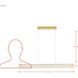 Golden Ratio 1 Light 37.4 inch Satin Gold Linear Pendant Ceiling Light