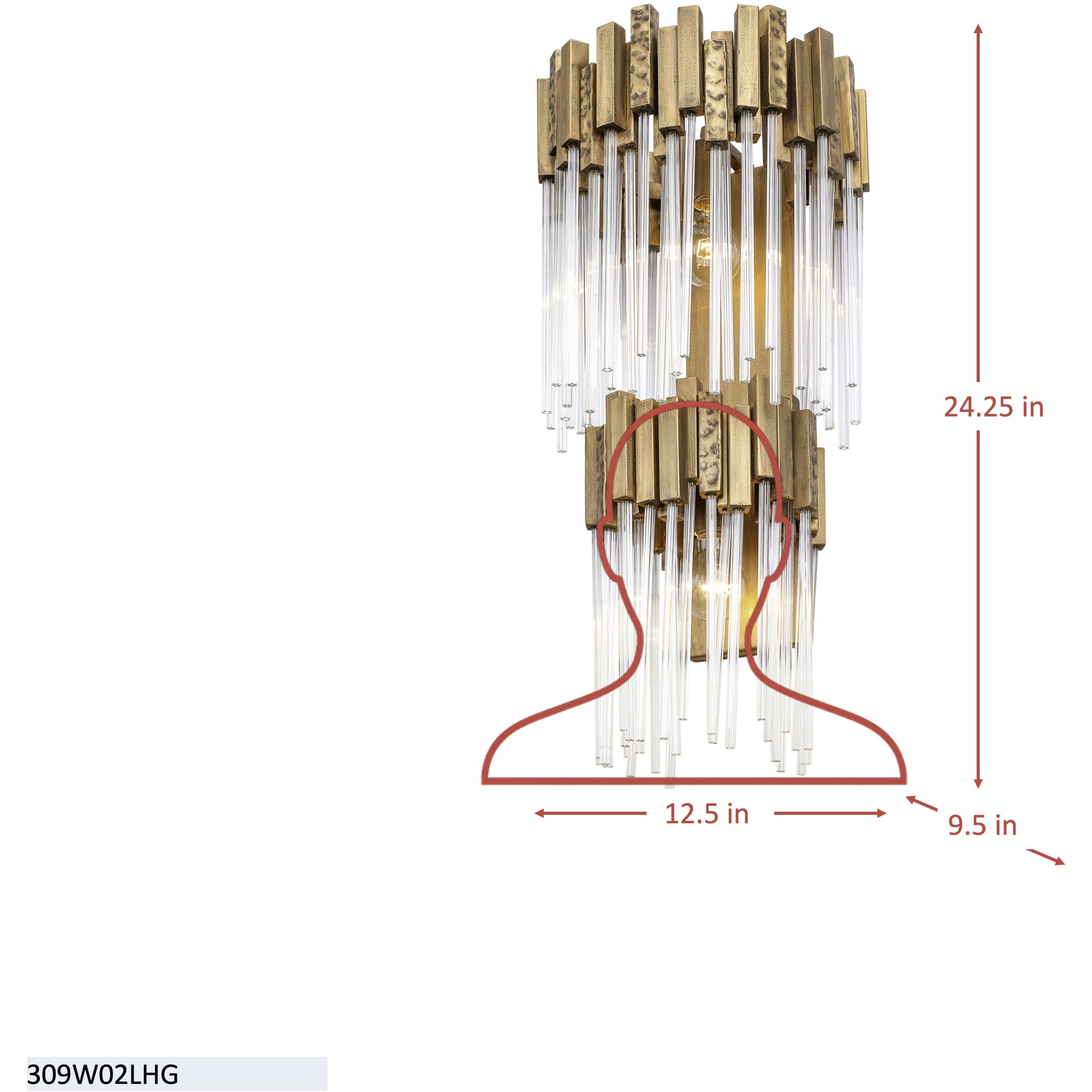 Matrix 2 Light 12.5 inch Havana Gold Wall Sconce Wall Light