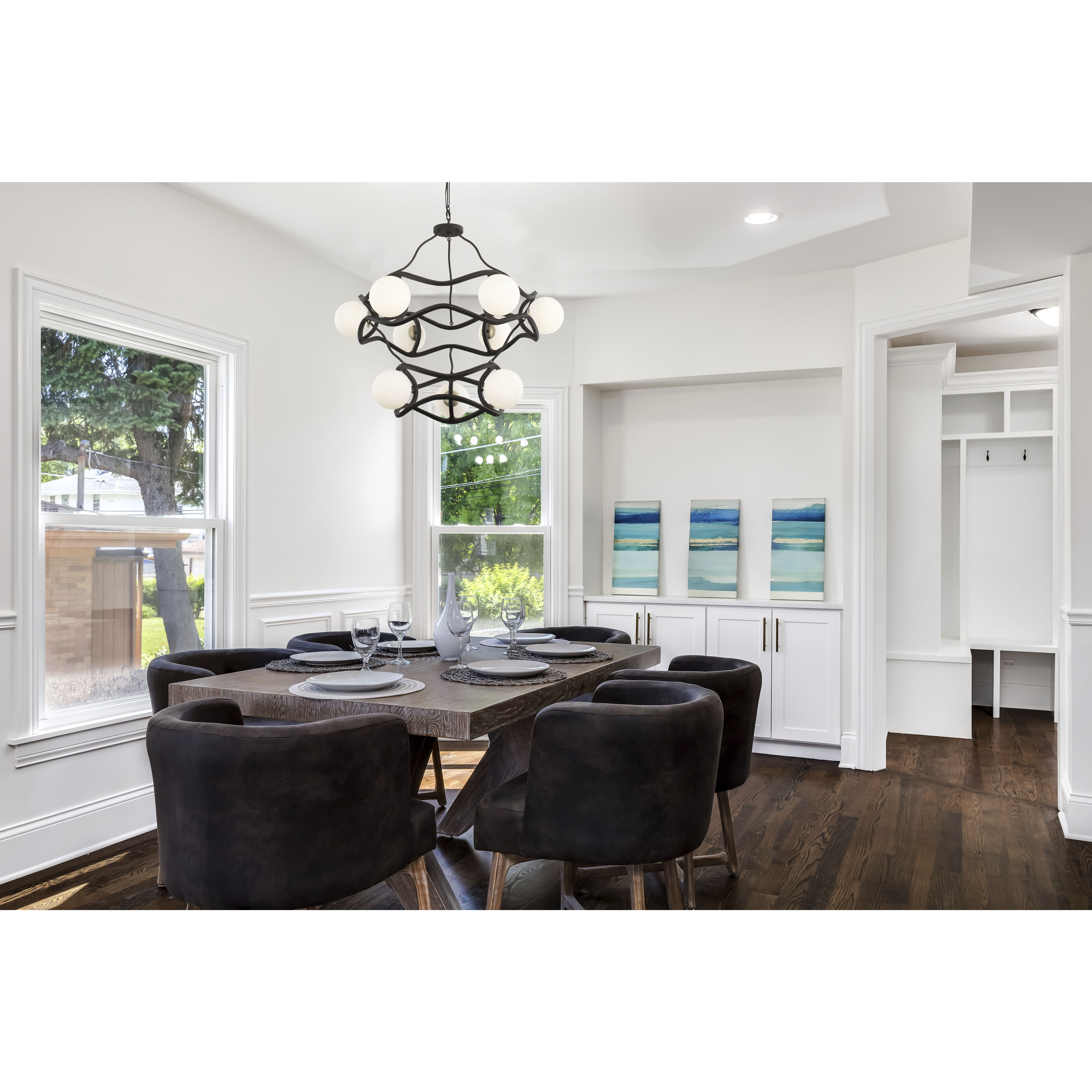 Black Betty 9 Light 36 inch Carbon and French Gold Chandelier Ceiling Light