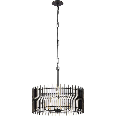 Park Row 6 Light 24 inch Matte Black and French Gold Pendant Ceiling Light, Smithsonian Collaboration