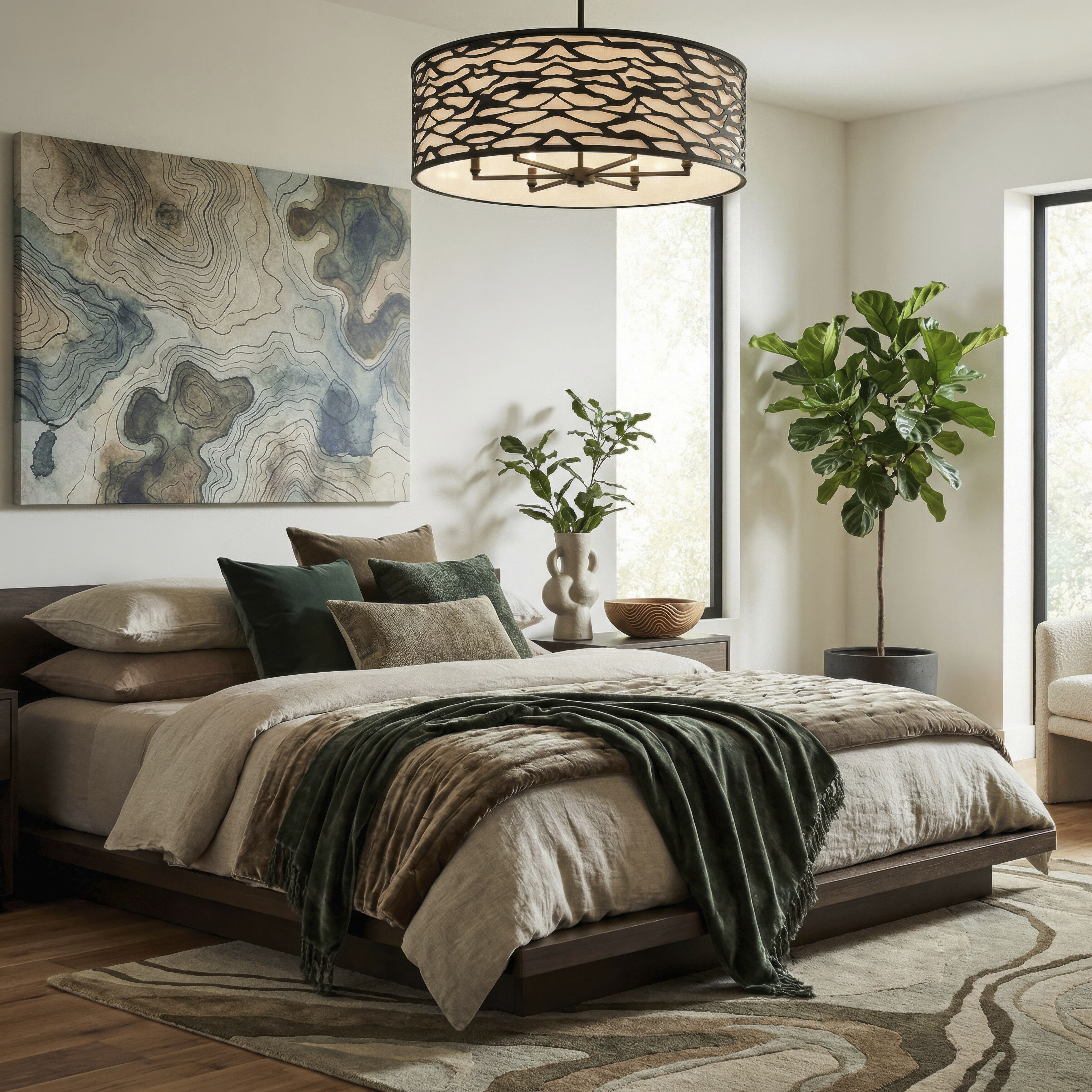 Kato 5 Light 24 inch REF Pendant Ceiling Light in Carbon Black